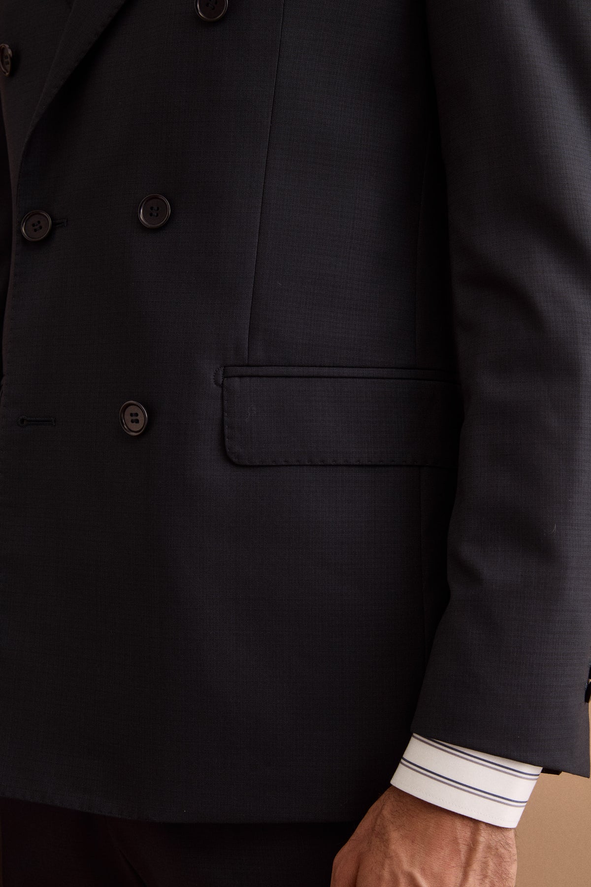 Slim-Fit Double-Breasted Suit in Nobility Super 150’s Virgin Wool - Blue pattern