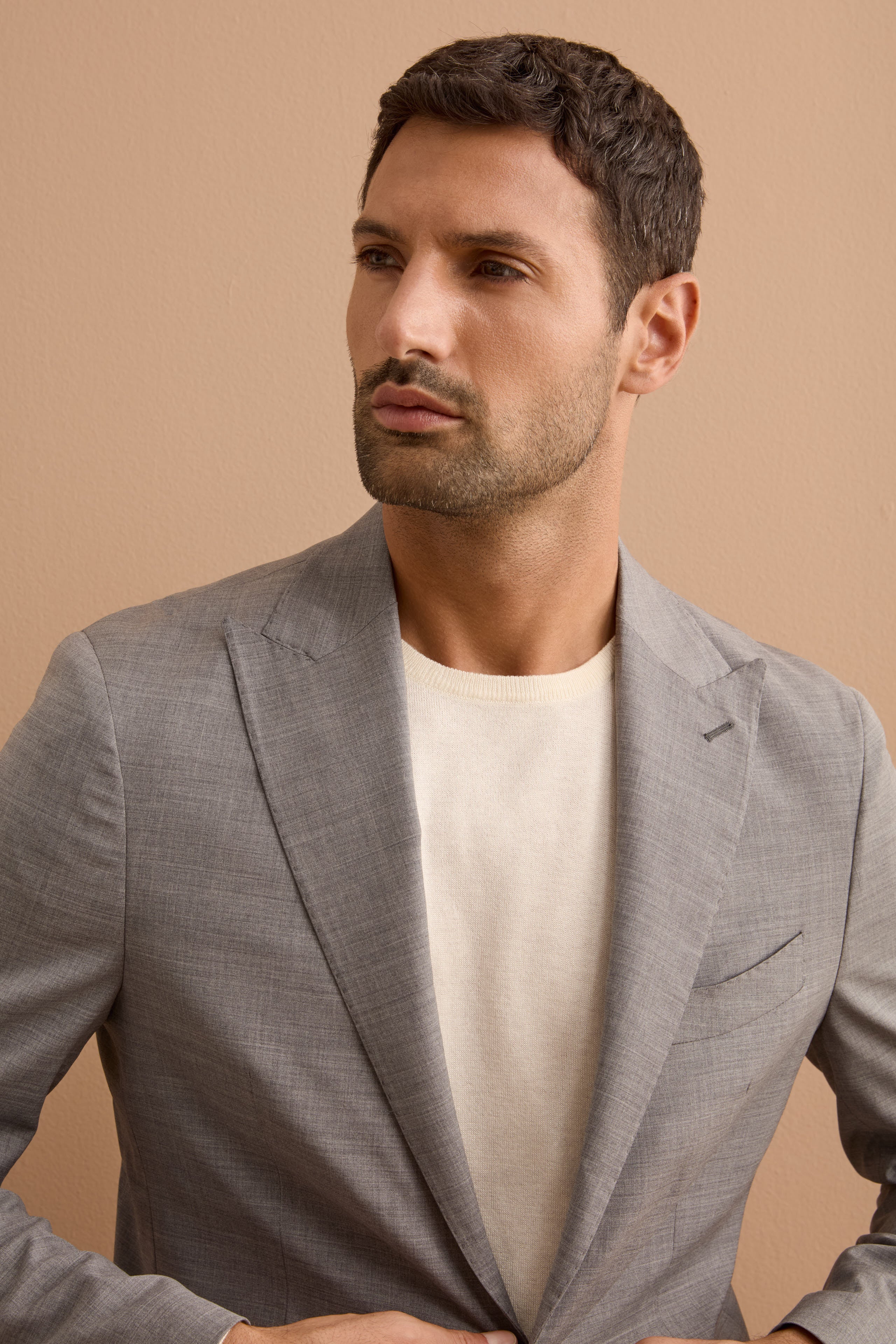 Abito Monopetto Slim Fit in Pura Lana Vergine Nobility - GRIGIO