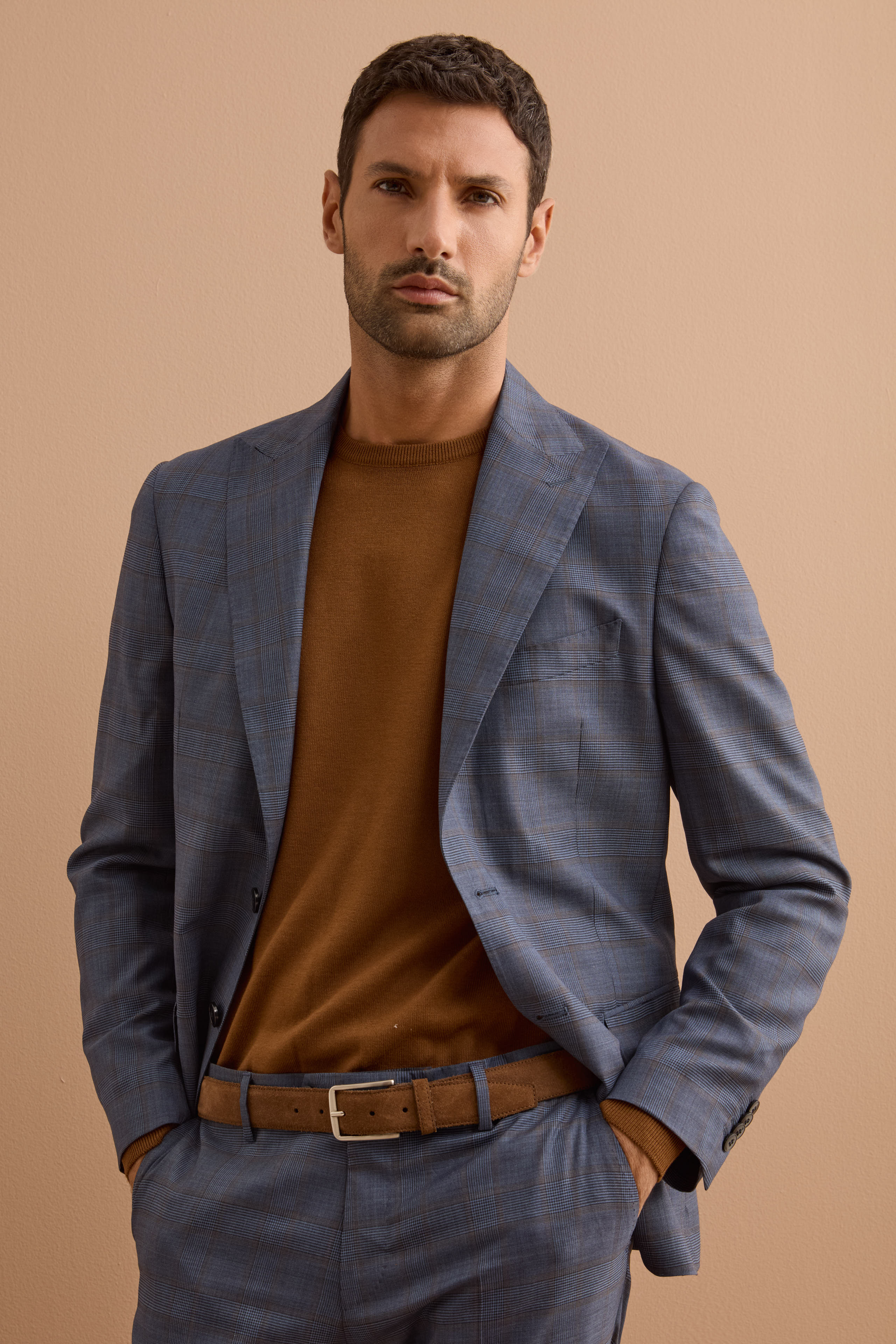 Abito Check Monopetto Slim Fit in Lana Vergine - AVIO QUADRI