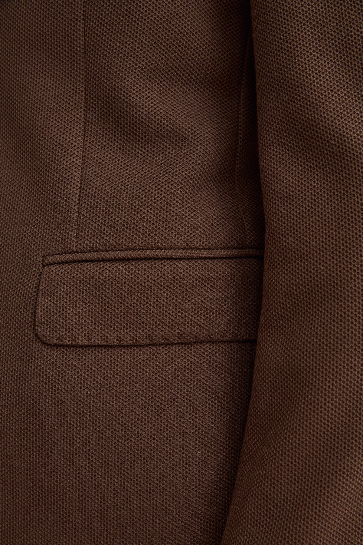 Pantalon Homme Coupe Droit Pied-de-Poule en Mélange de Laine - marron