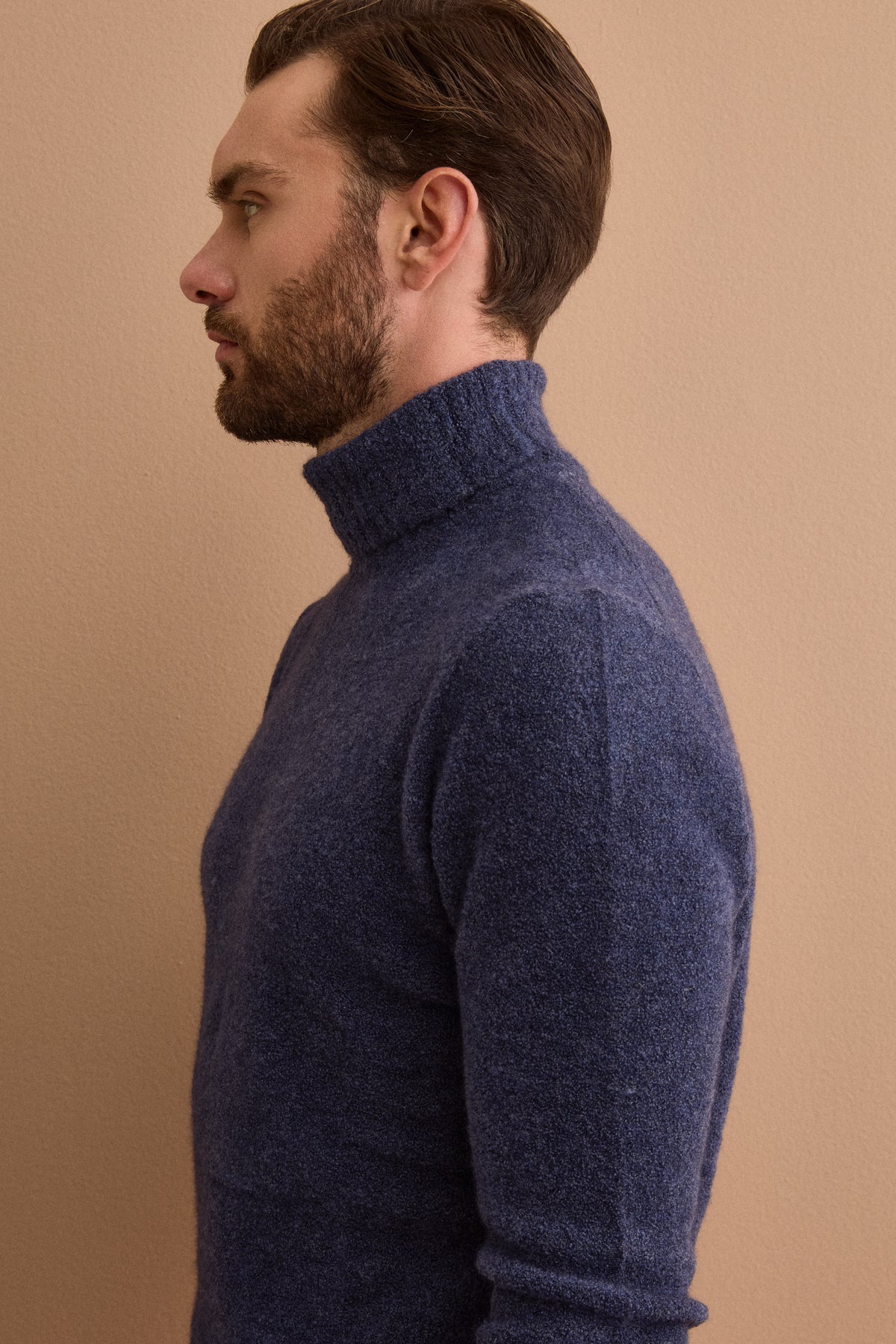 Maglia Dolcevita in Misto Lana e Cashmere - INDACO