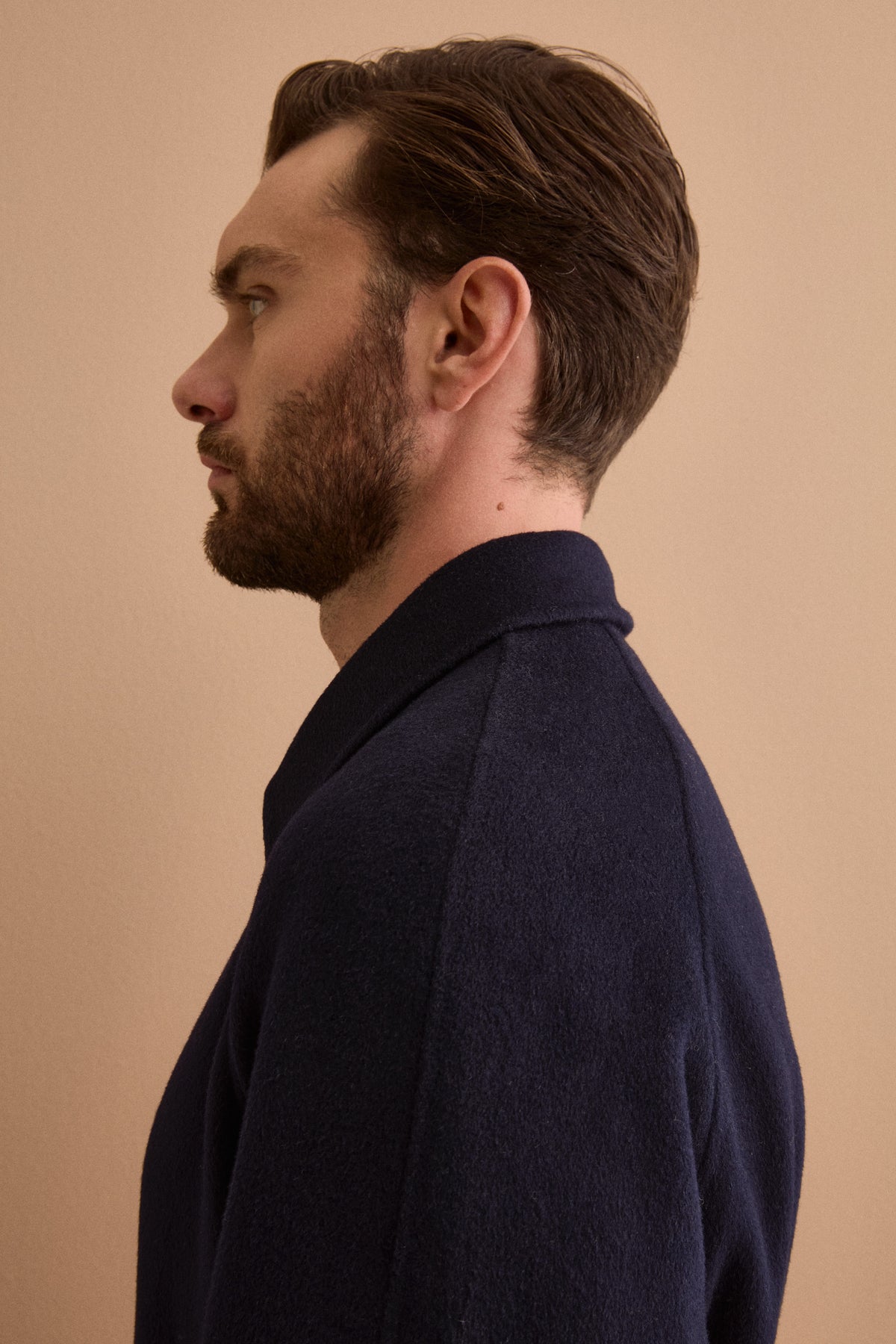 Pure Wool Wrap Coat with Raglan Sleeves - BLUE