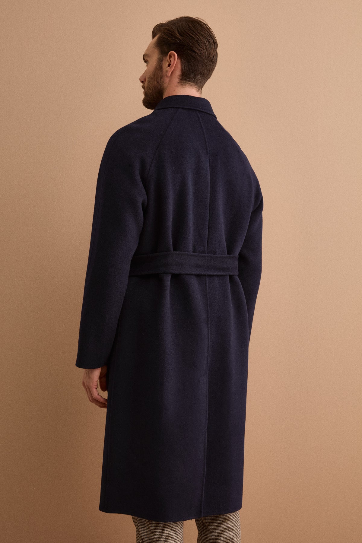 Pure Wool Wrap Coat with Raglan Sleeves - BLUE