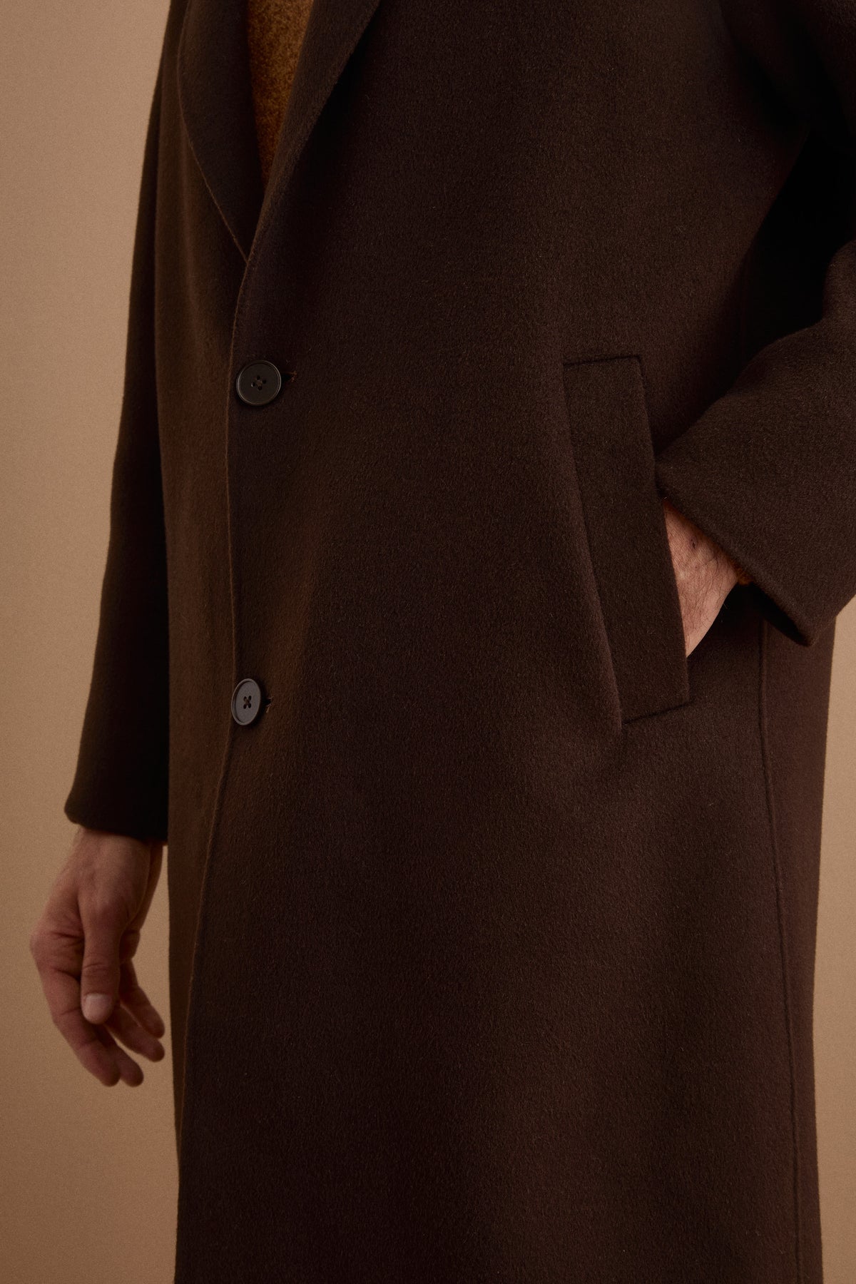 Herren Oversize Einreihiger Wollmantel - braun