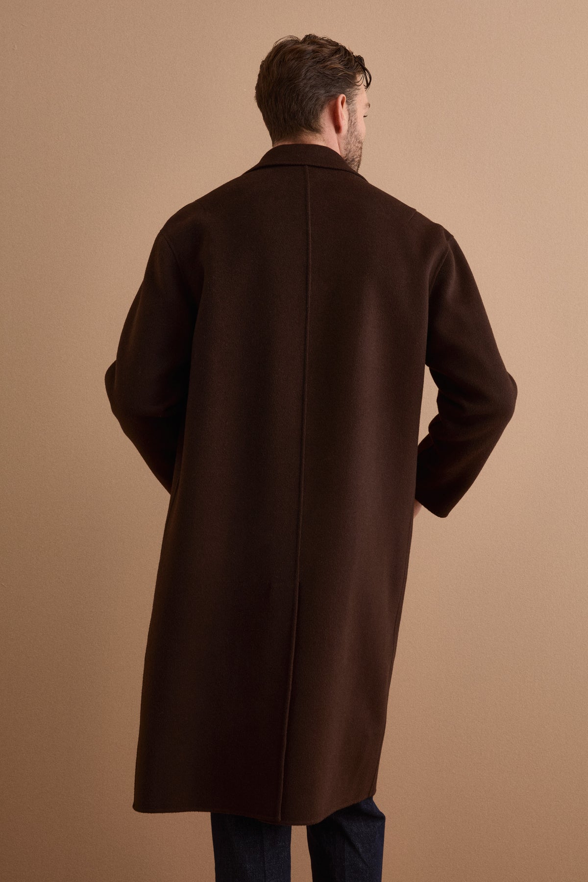 Herren Oversize Einreihiger Wollmantel - braun