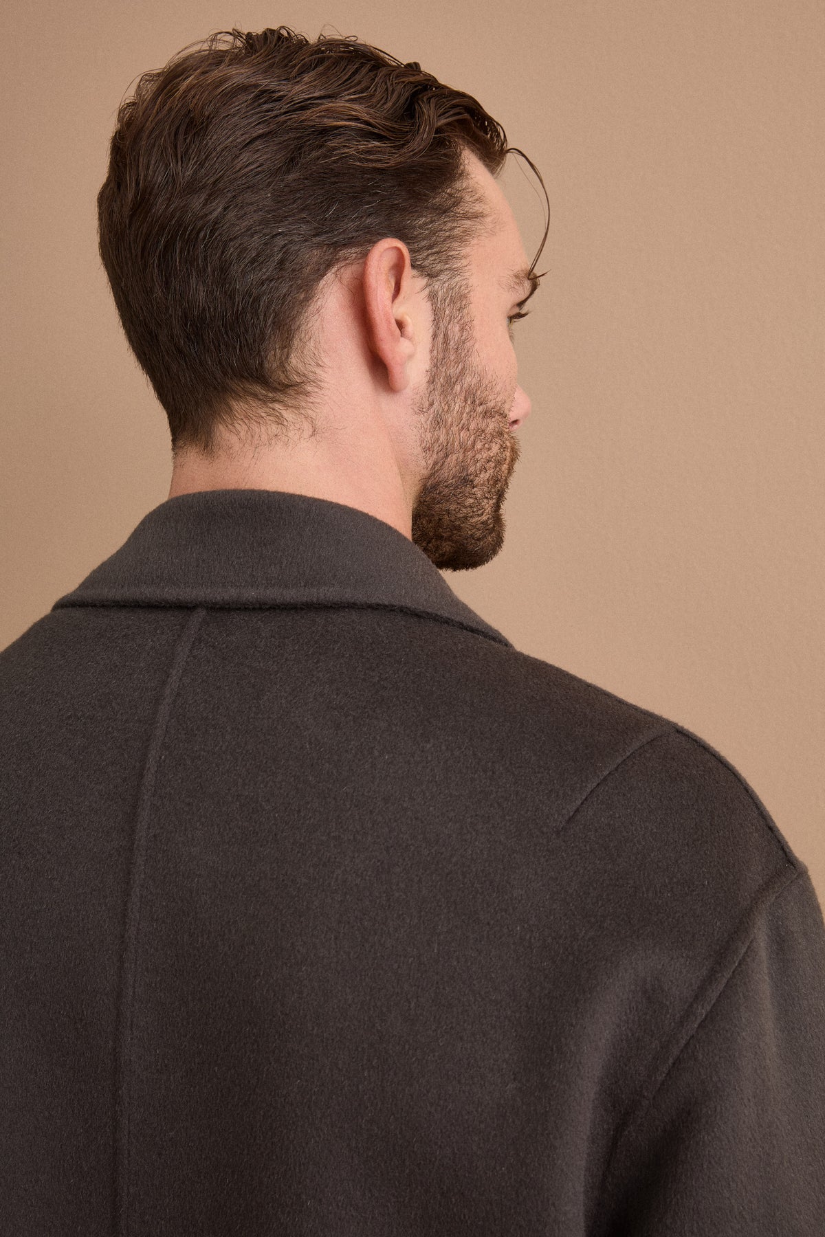 Herren Oversize Einreihiger Wollmantel - Dunkelgrau