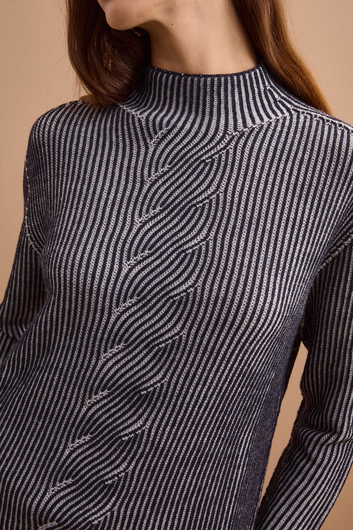 Vanisé Cable-Knit Wool Mock-Neck Jumper - BLUE
