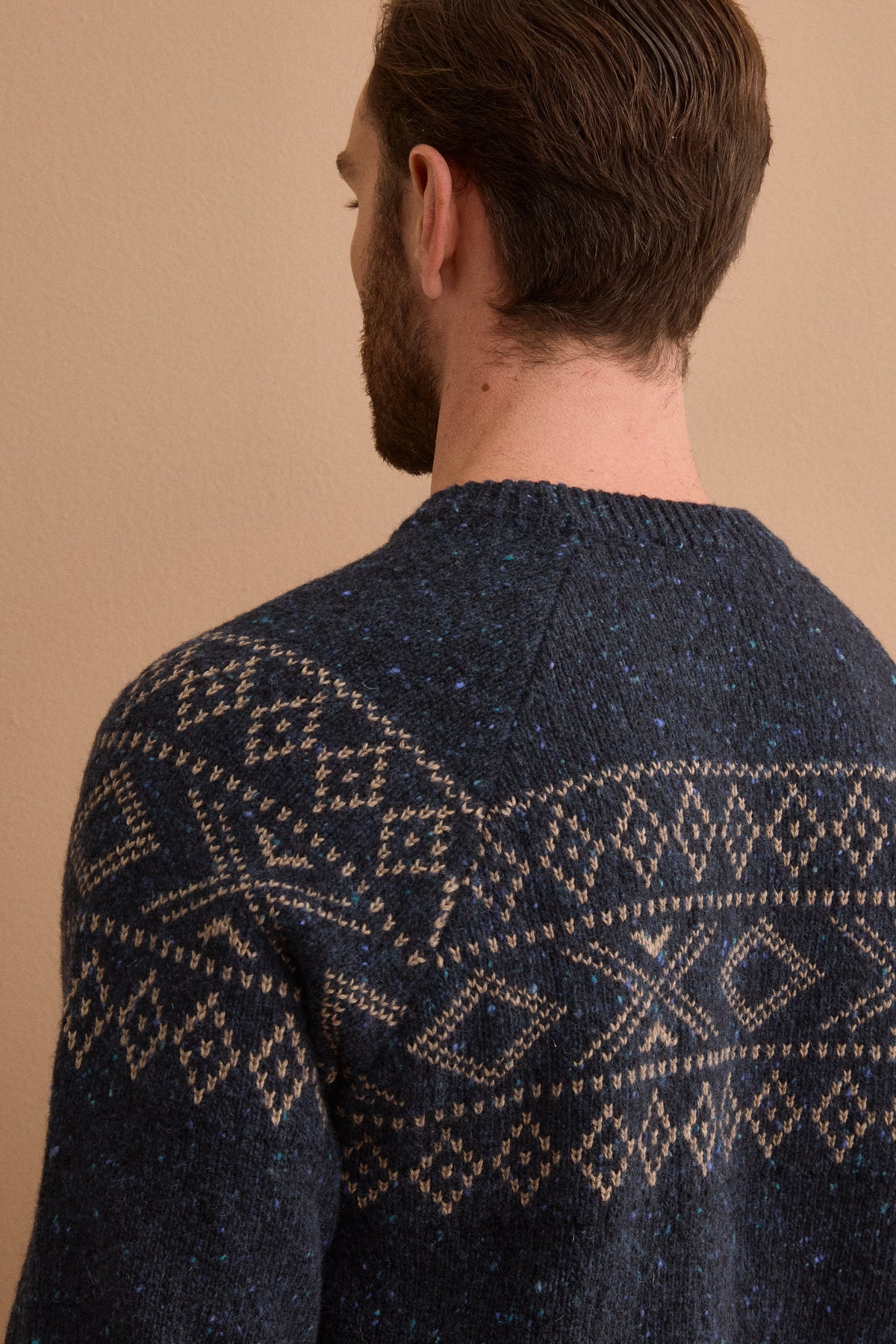 Maglia Girocollo Jacquard in Lana Merino - BLU