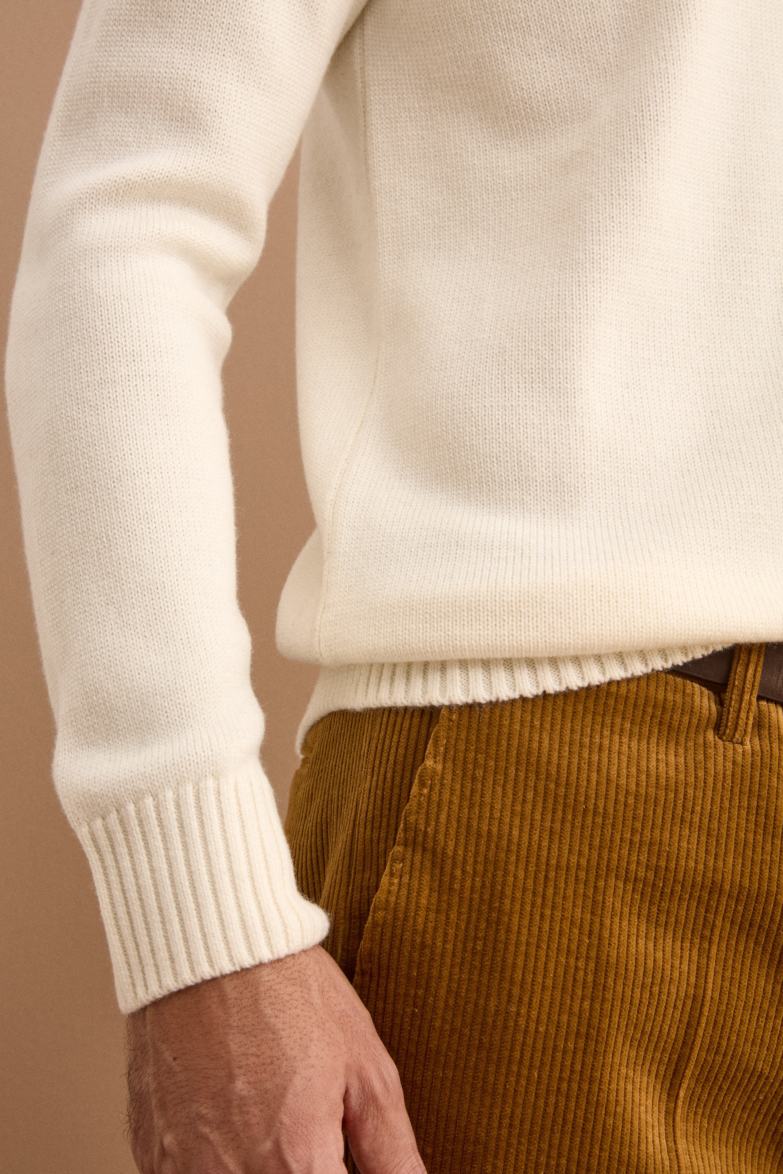 Pure Merino Wool Crew Neck Pullover - CREAM