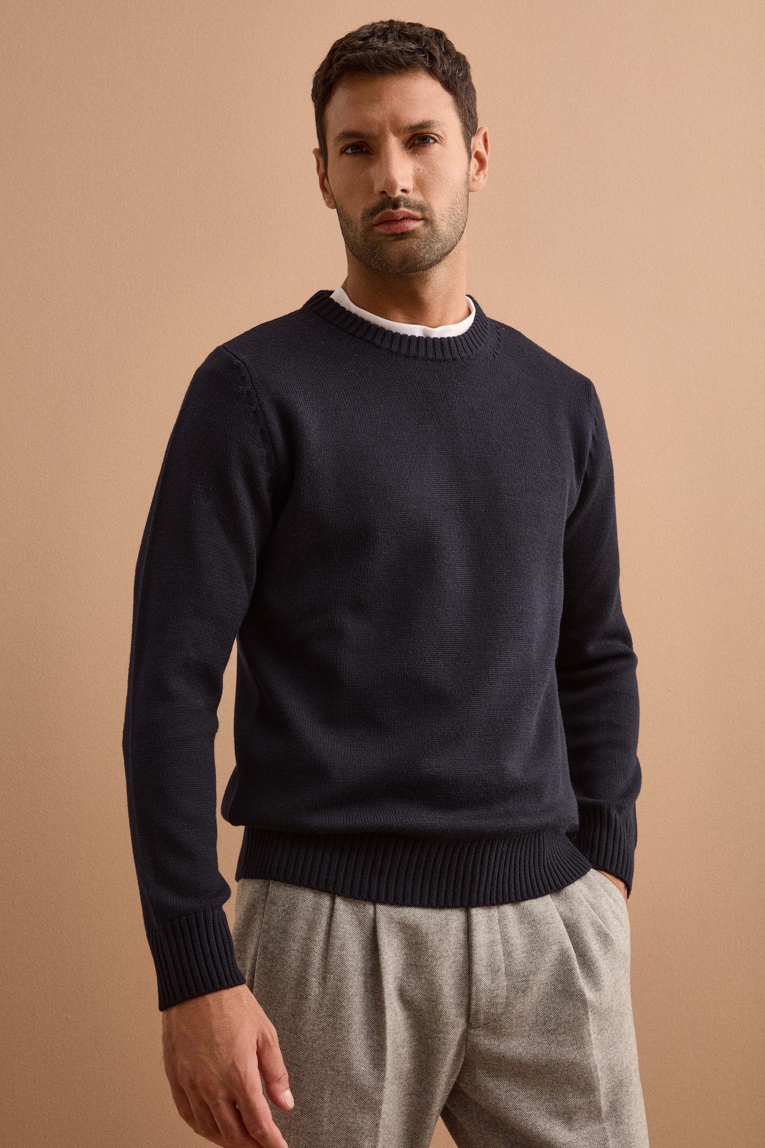 Pure Merino Wool Crew Neck Pullover - BLUE