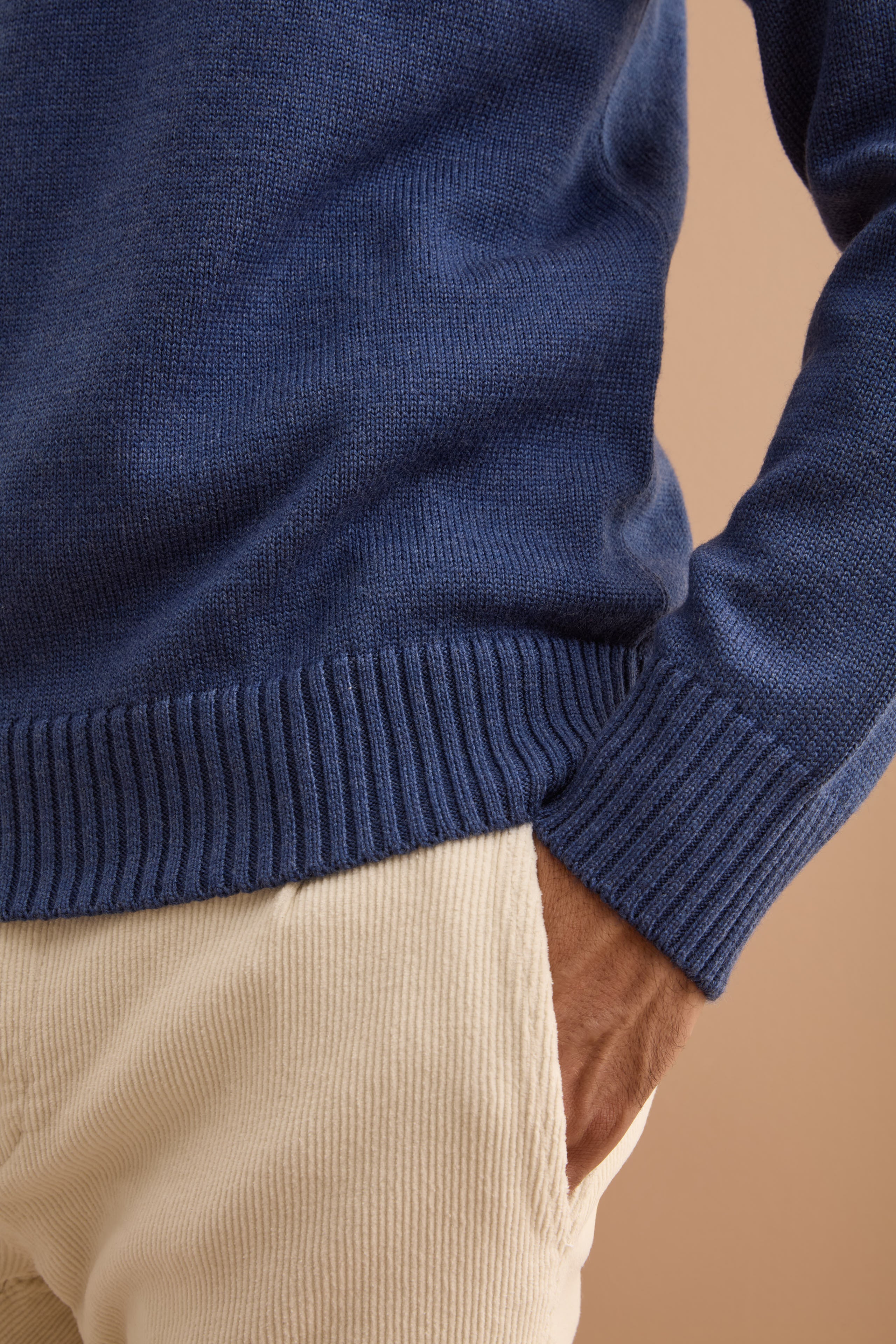 Pure Merino Wool Crew Neck Pullover - Medium blue