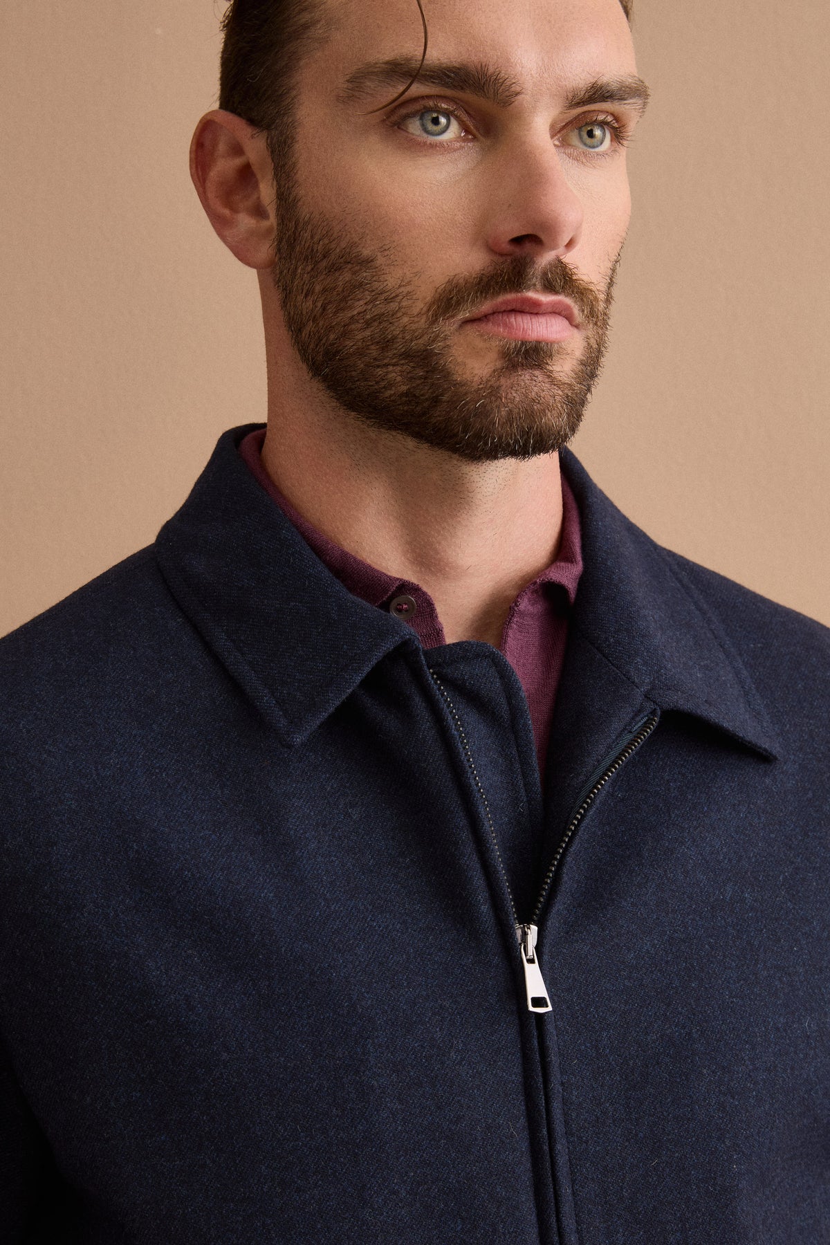 Herren Overshirt-Jacke aus Wollmix mit Steppfutter - Blau meliert