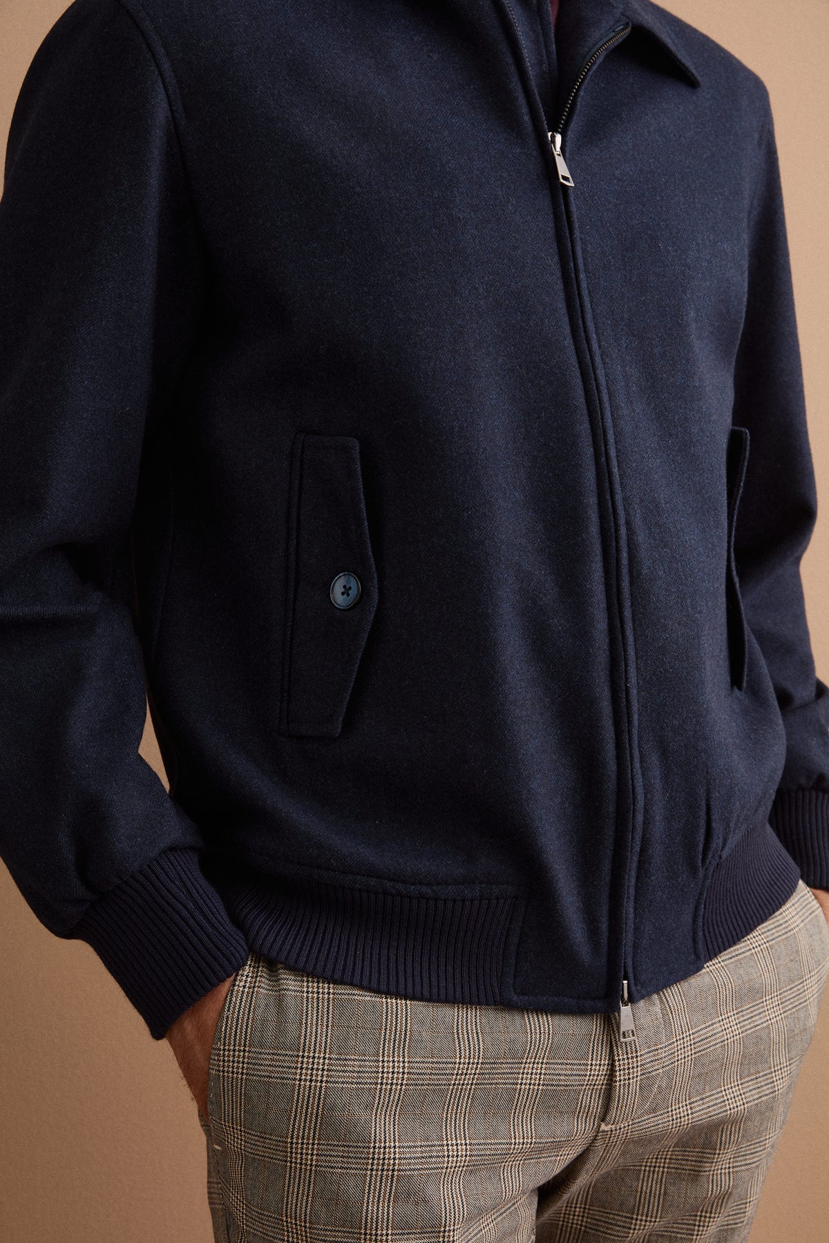 Herren Overshirt-Jacke aus Wollmix mit Steppfutter - Blau meliert