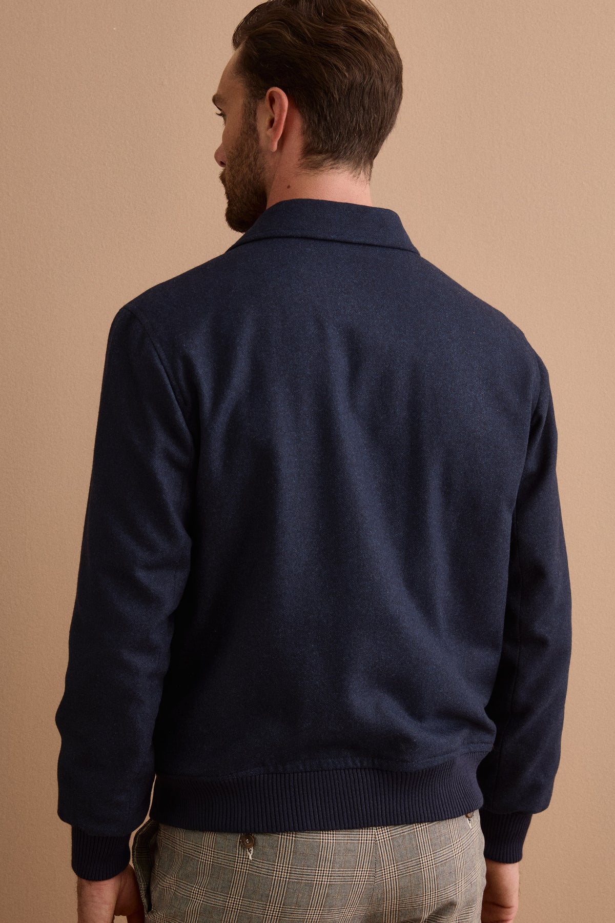 Herren Overshirt-Jacke aus Wollmix mit Steppfutter - Blau meliert