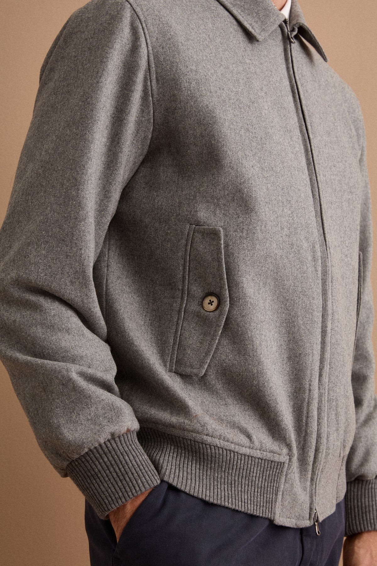 Herren Overshirt-Jacke aus Wollmix mit Steppfutter - Grau meliert