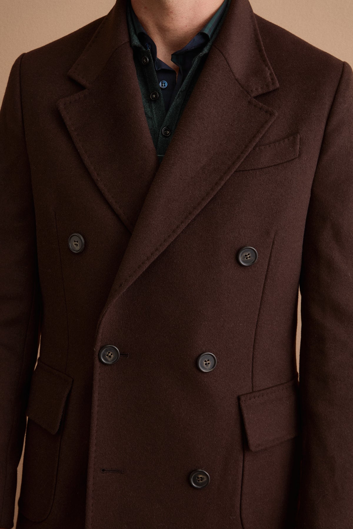 Cappotto Midi Doppiopetto in Misto Lana - MARRONE