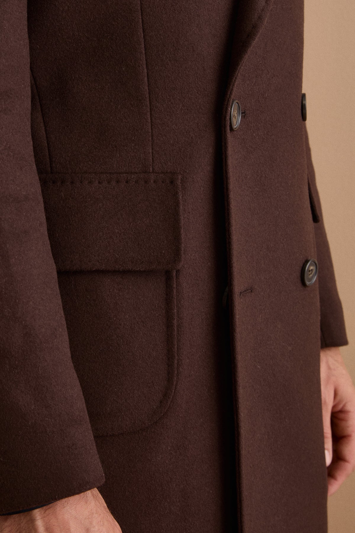 Cappotto Midi Doppiopetto in Misto Lana - MARRONE