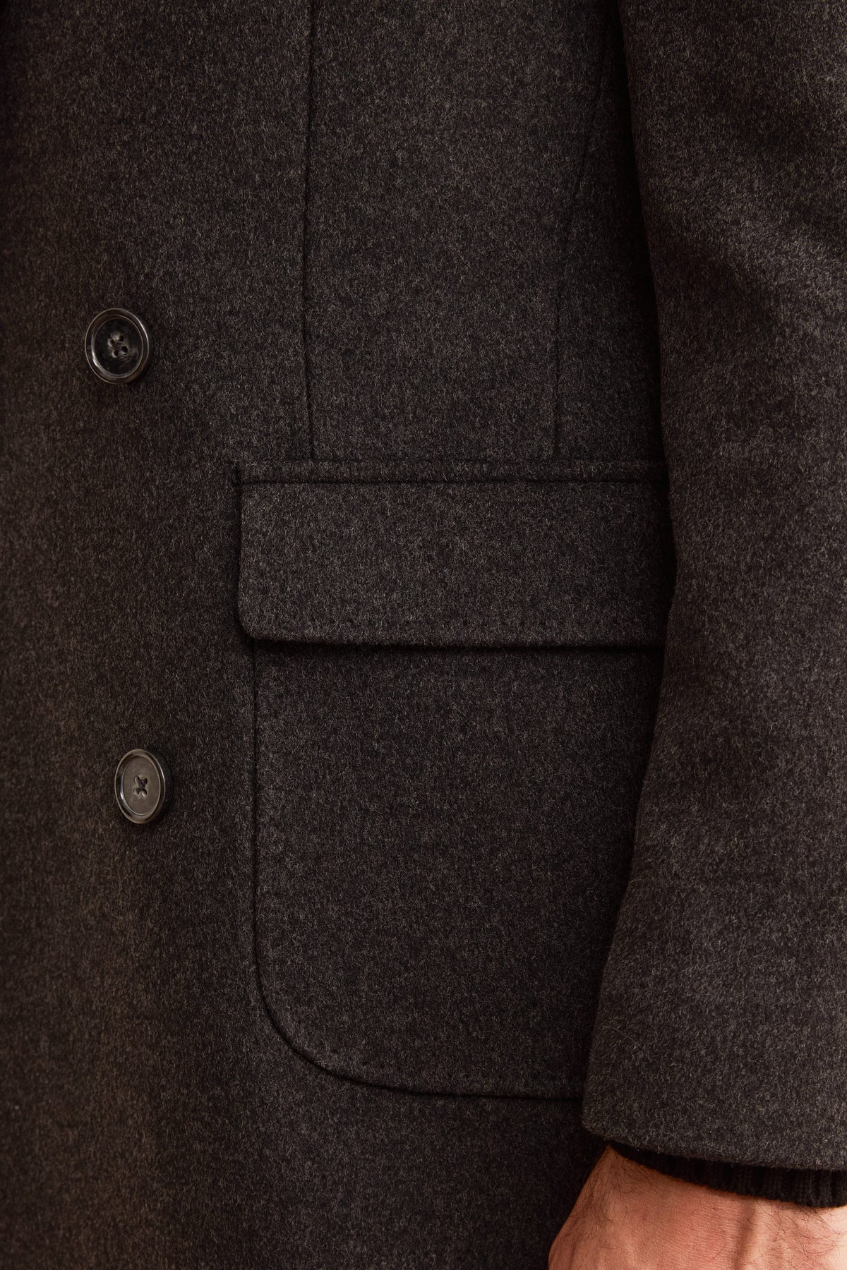 Cappotto Midi Doppiopetto in Misto Lana - GRIGIO