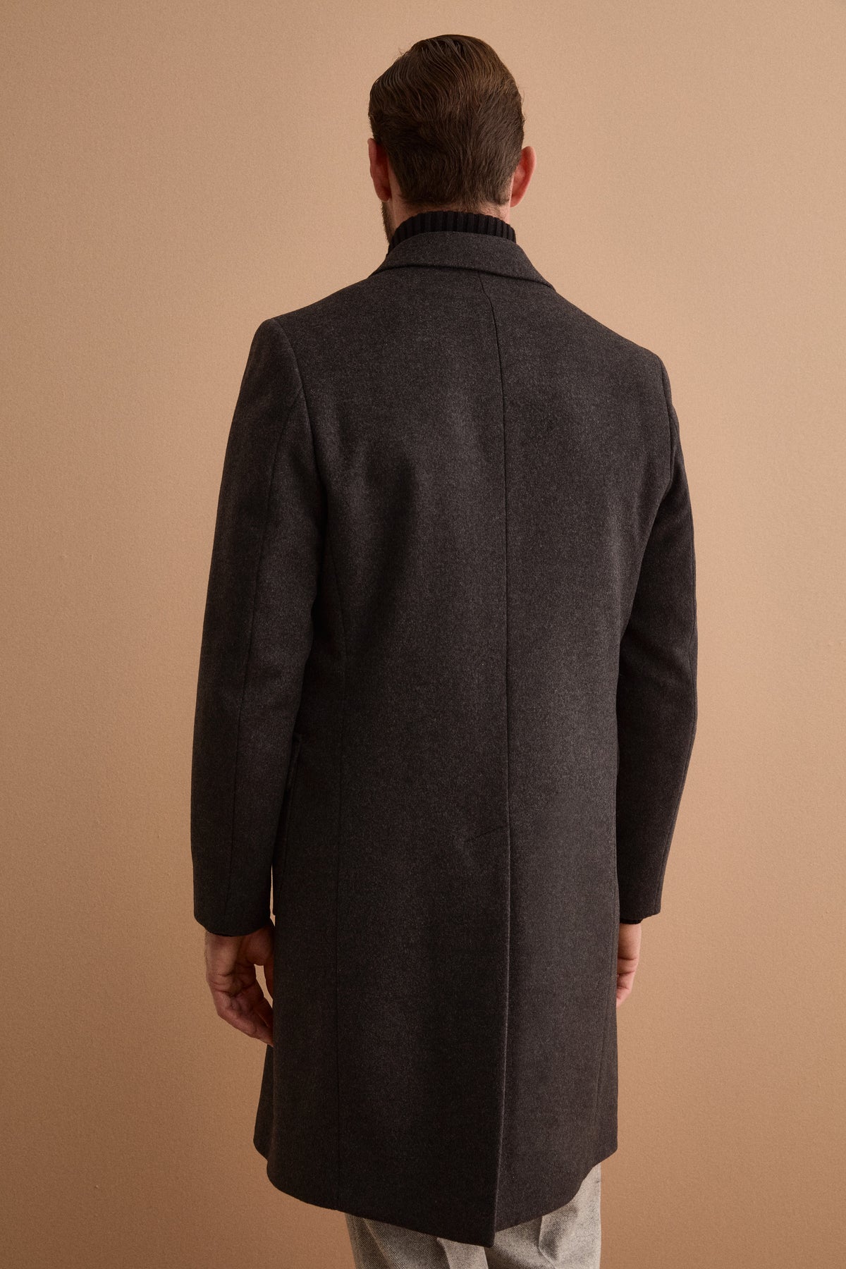 Cappotto Midi Doppiopetto in Misto Lana - GRIGIO