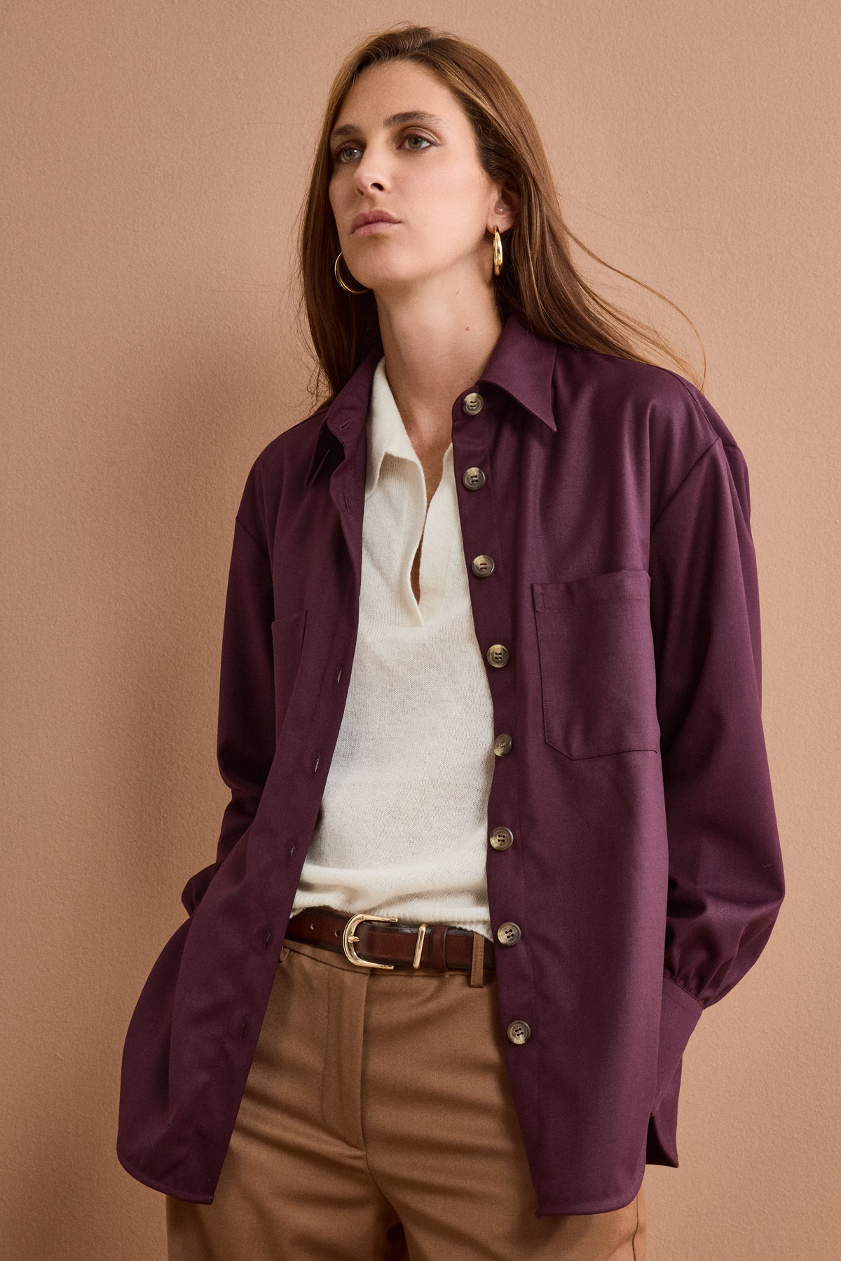 Overshirt-Hemd mit Taschen - Burgundisch
