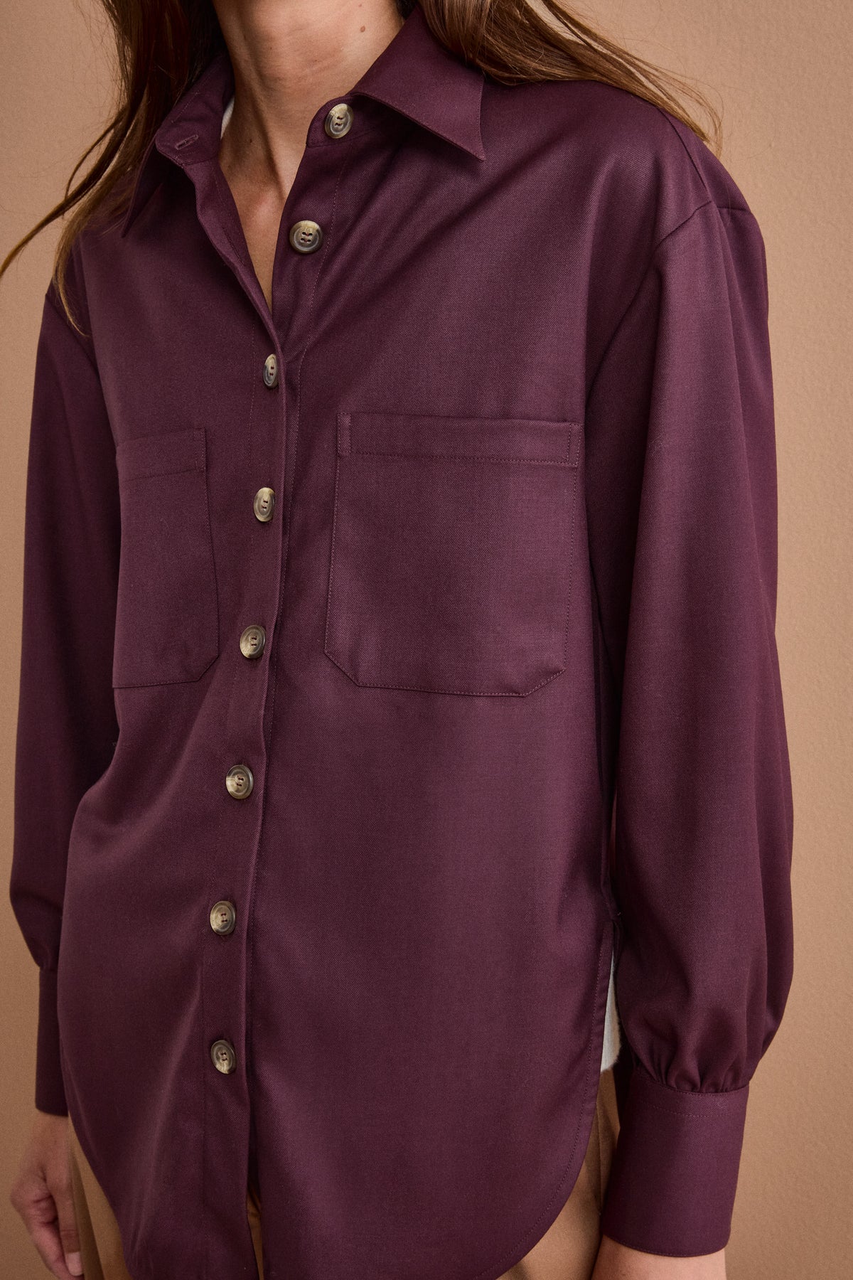 Overshirt-Hemd mit Taschen - Burgundisch