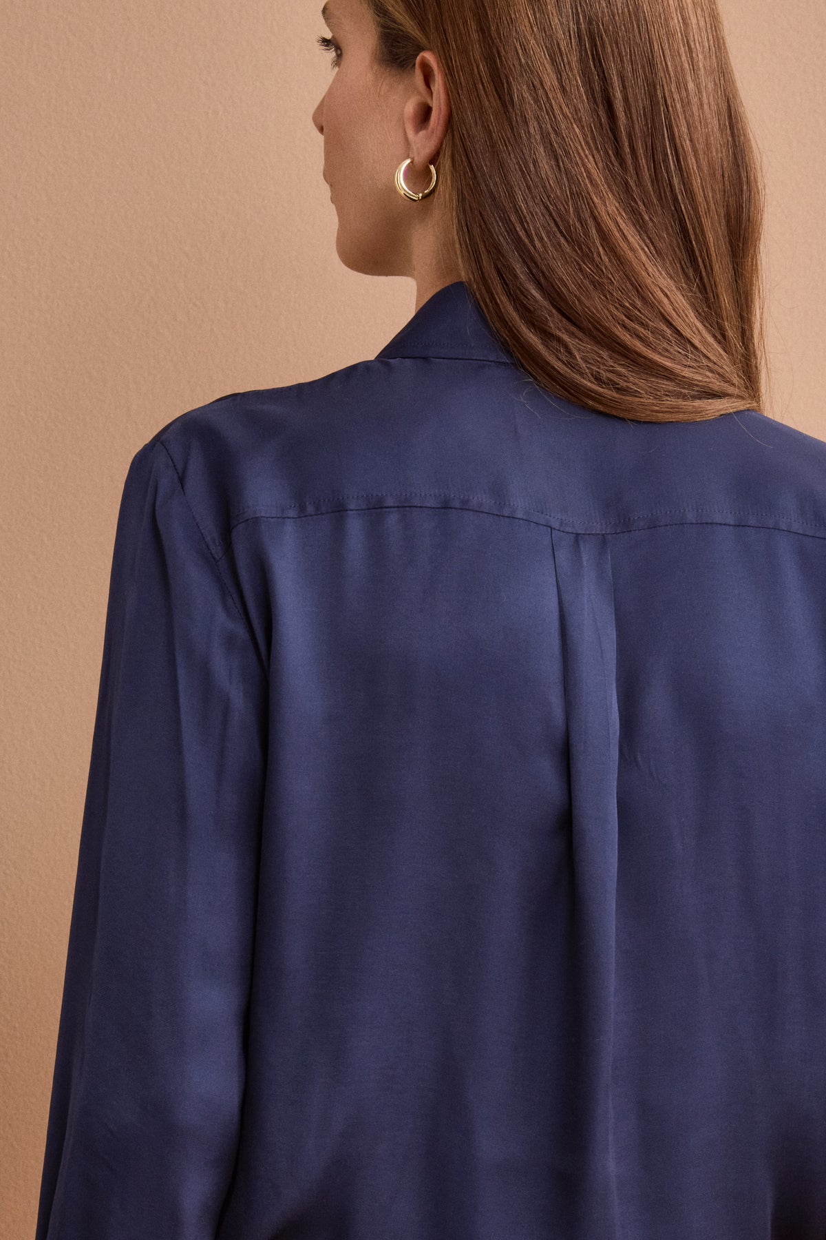 Chemise oversize en satin avec poches - BLEU