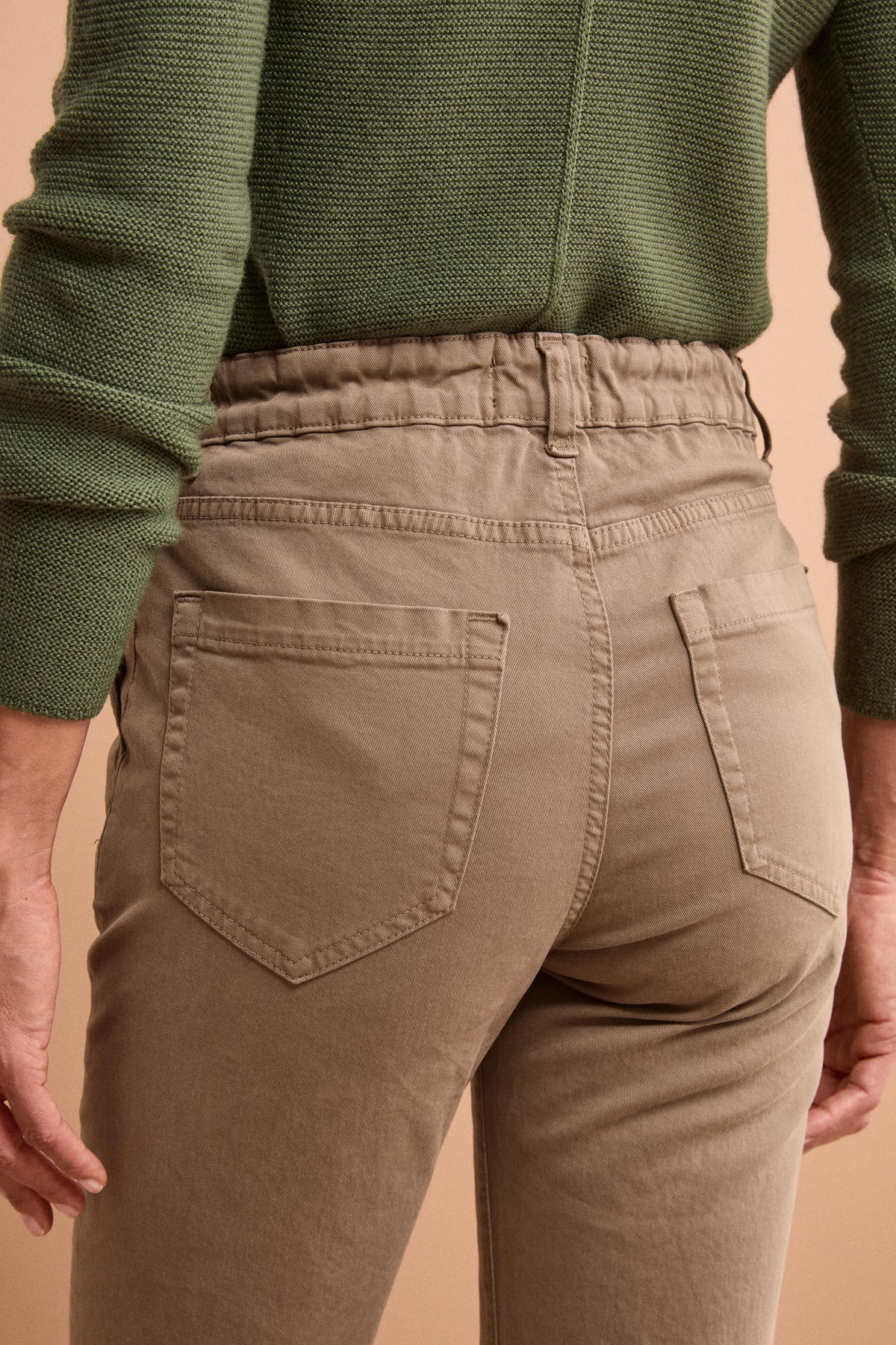 Pantalone Cropped in Cotone Smerigliato - TORTORA