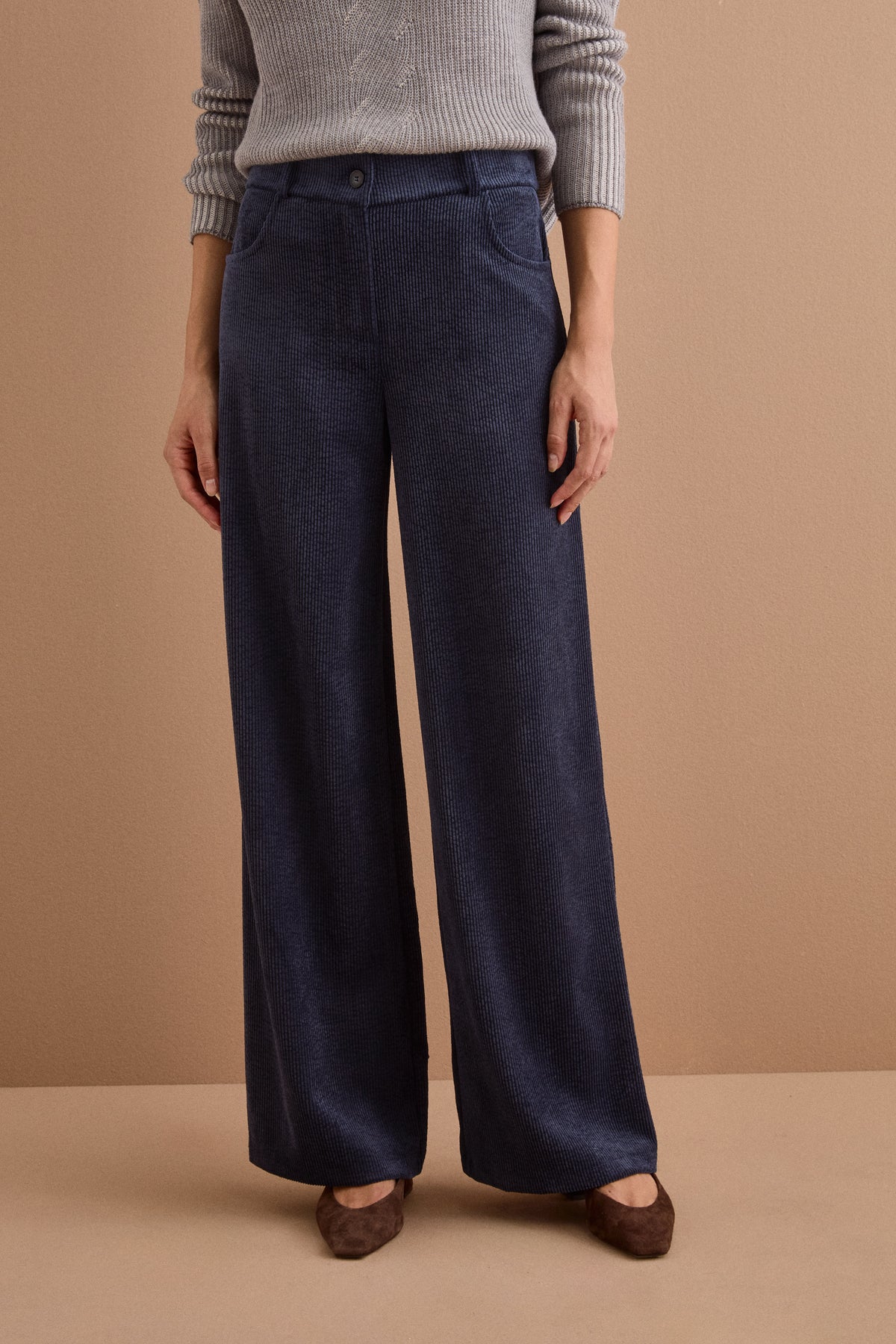 Pantalone Morbido in Velluto a Coste - BLU