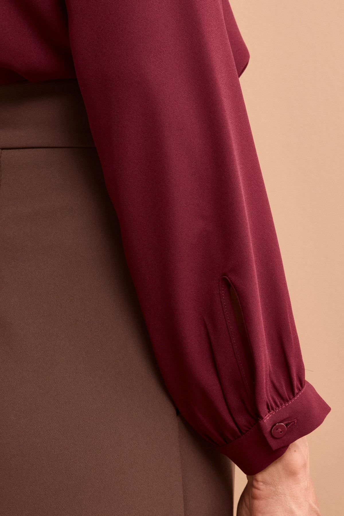 Bow Blouse in Double Georgette - Burgundy