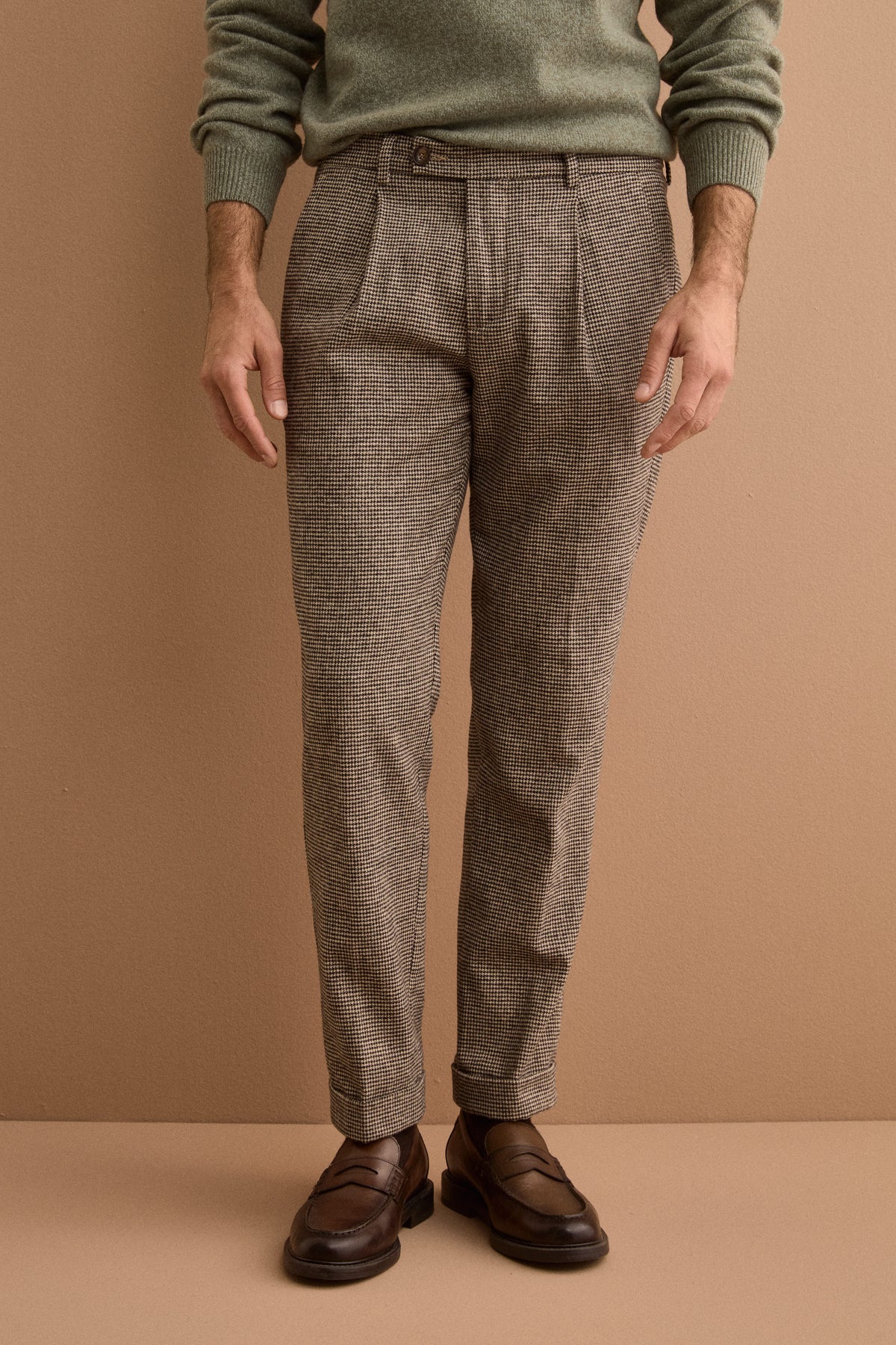 Slim-Fit Houndstooth Wool-Blend Trousers - HOUNDSTOOTH BEIGE
