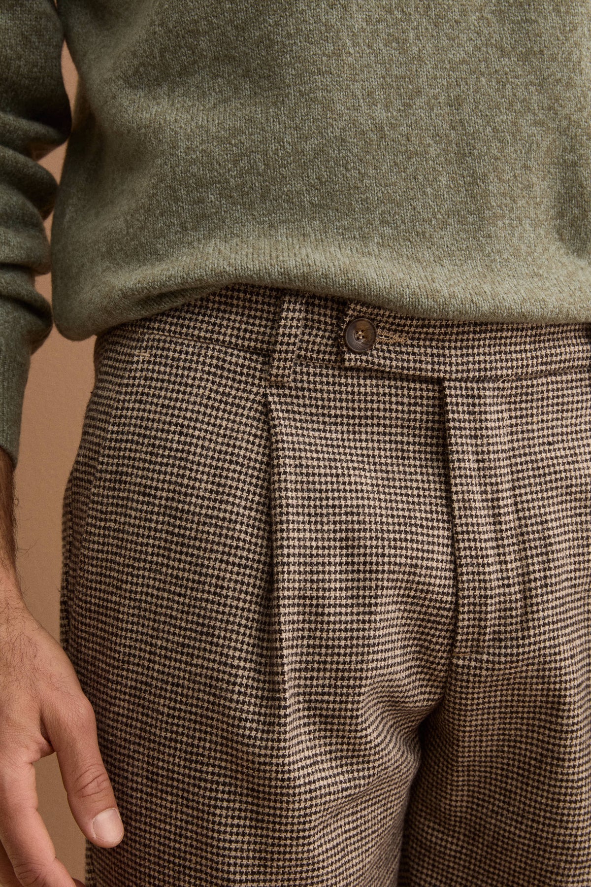 Slim-Fit Houndstooth Wool-Blend Trousers - HOUNDSTOOTH BEIGE