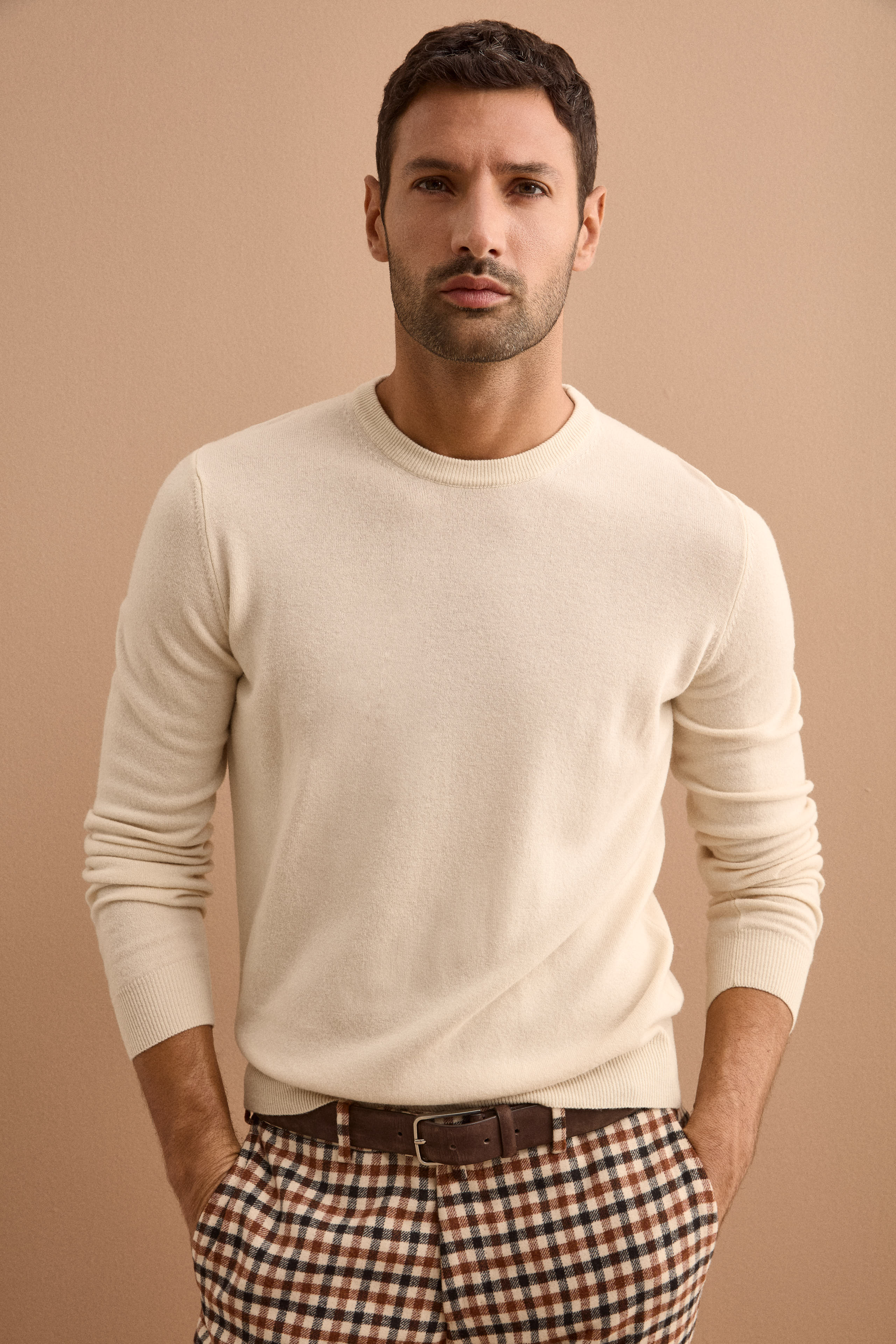 Pure Merino Wool Crew Neck Sweater - Natural