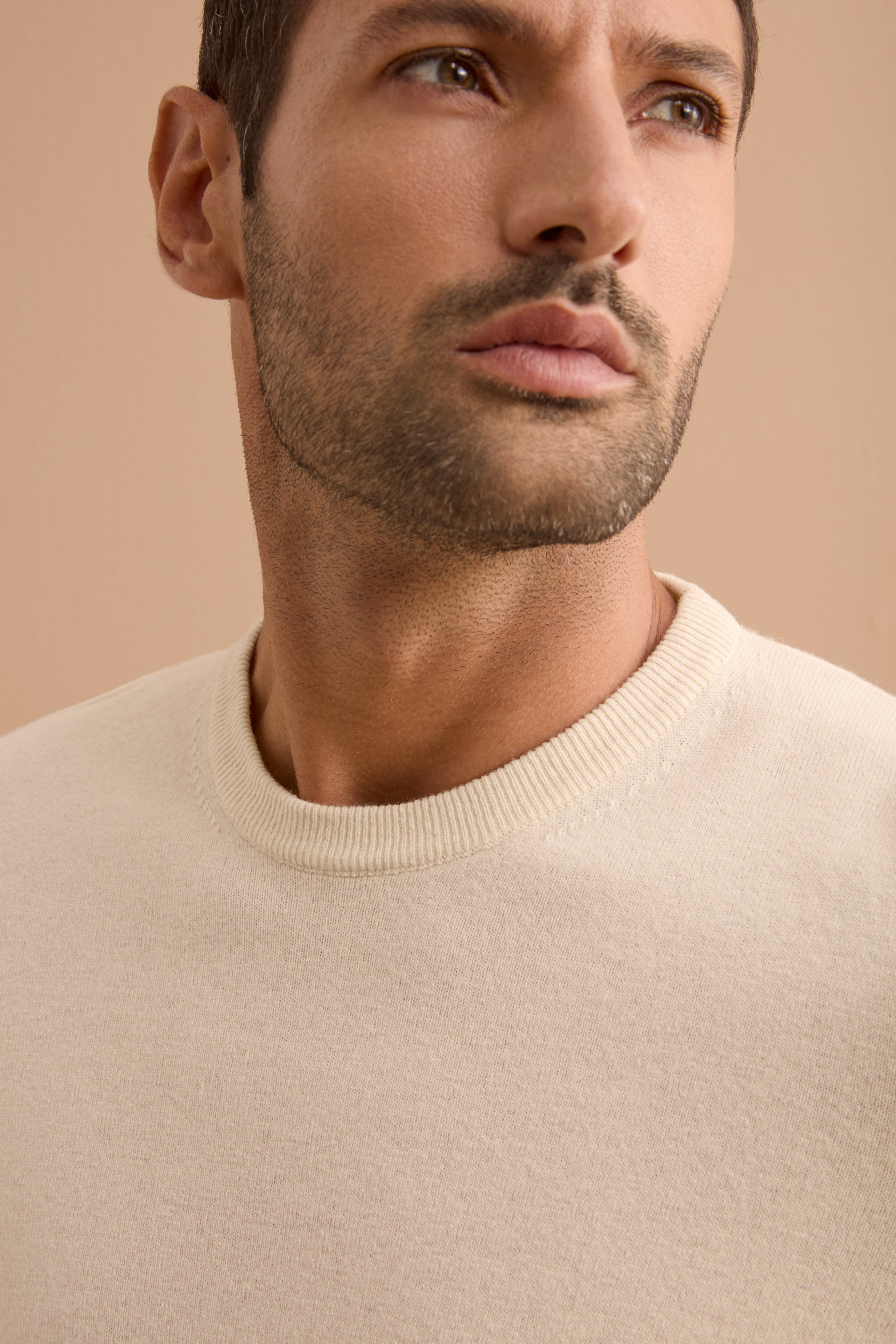 Pure Merino Wool Crew Neck Sweater - Natural