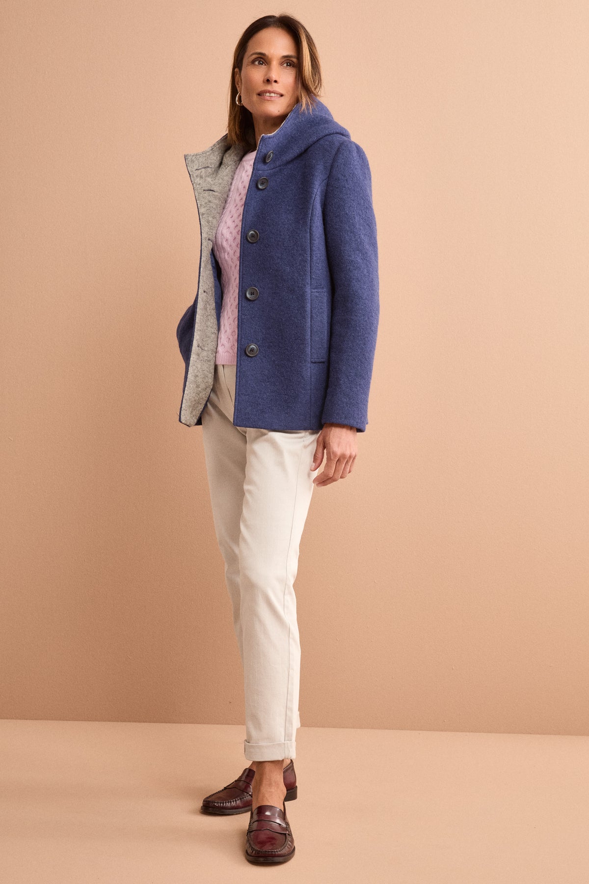 Pantalone Slim Fit in Cotone con Tasche America - GHIACCIO