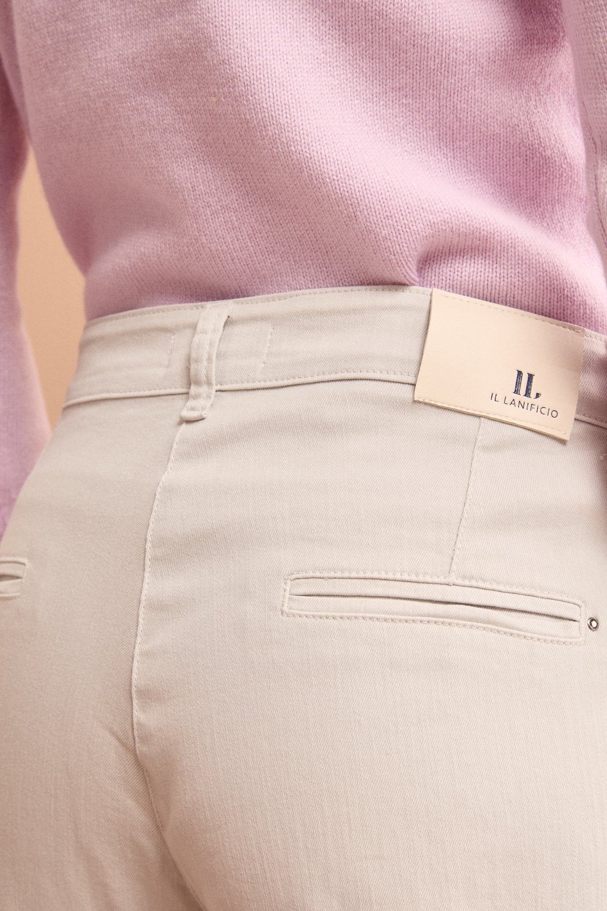Pantalone Slim Fit in Cotone con Tasche America - GHIACCIO
