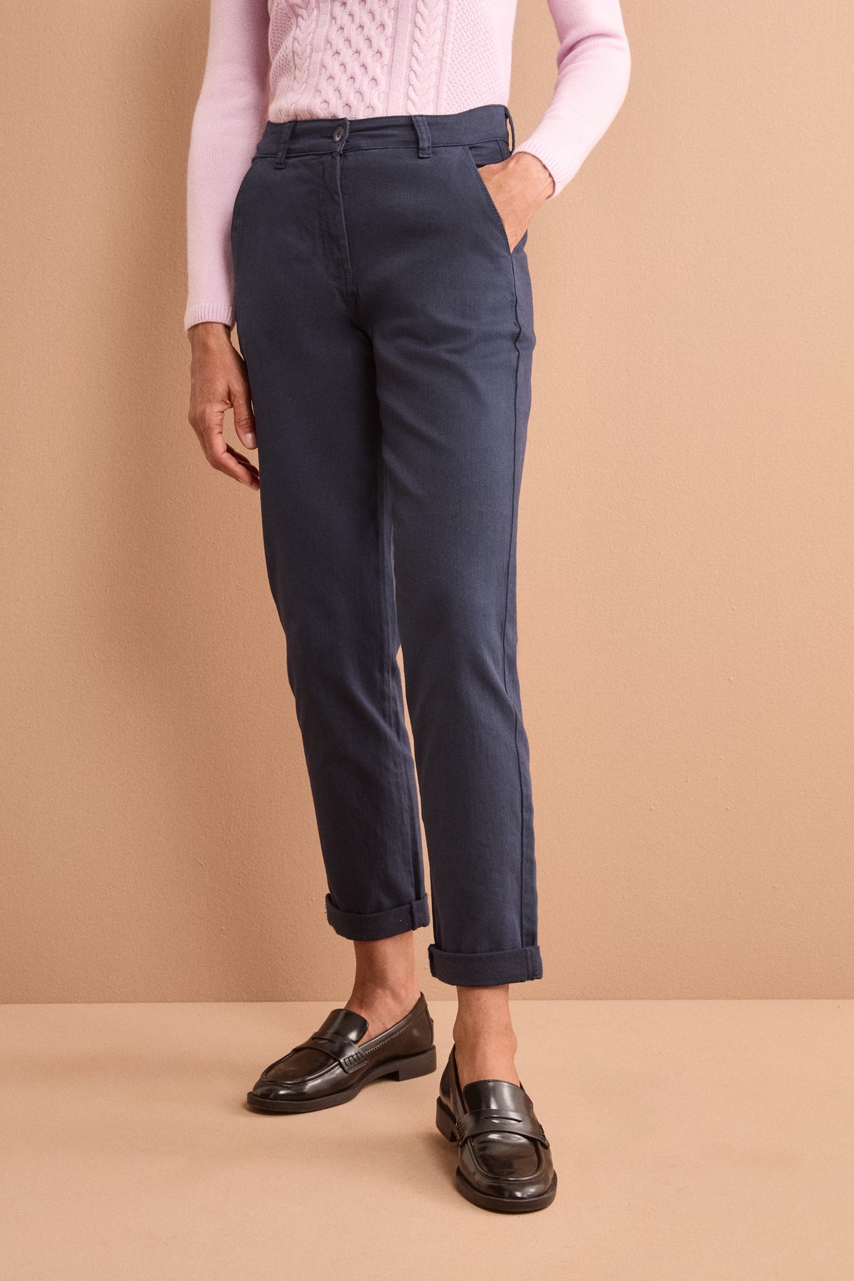 Pantalone Slim Fit in Cotone con Tasche America - BLU