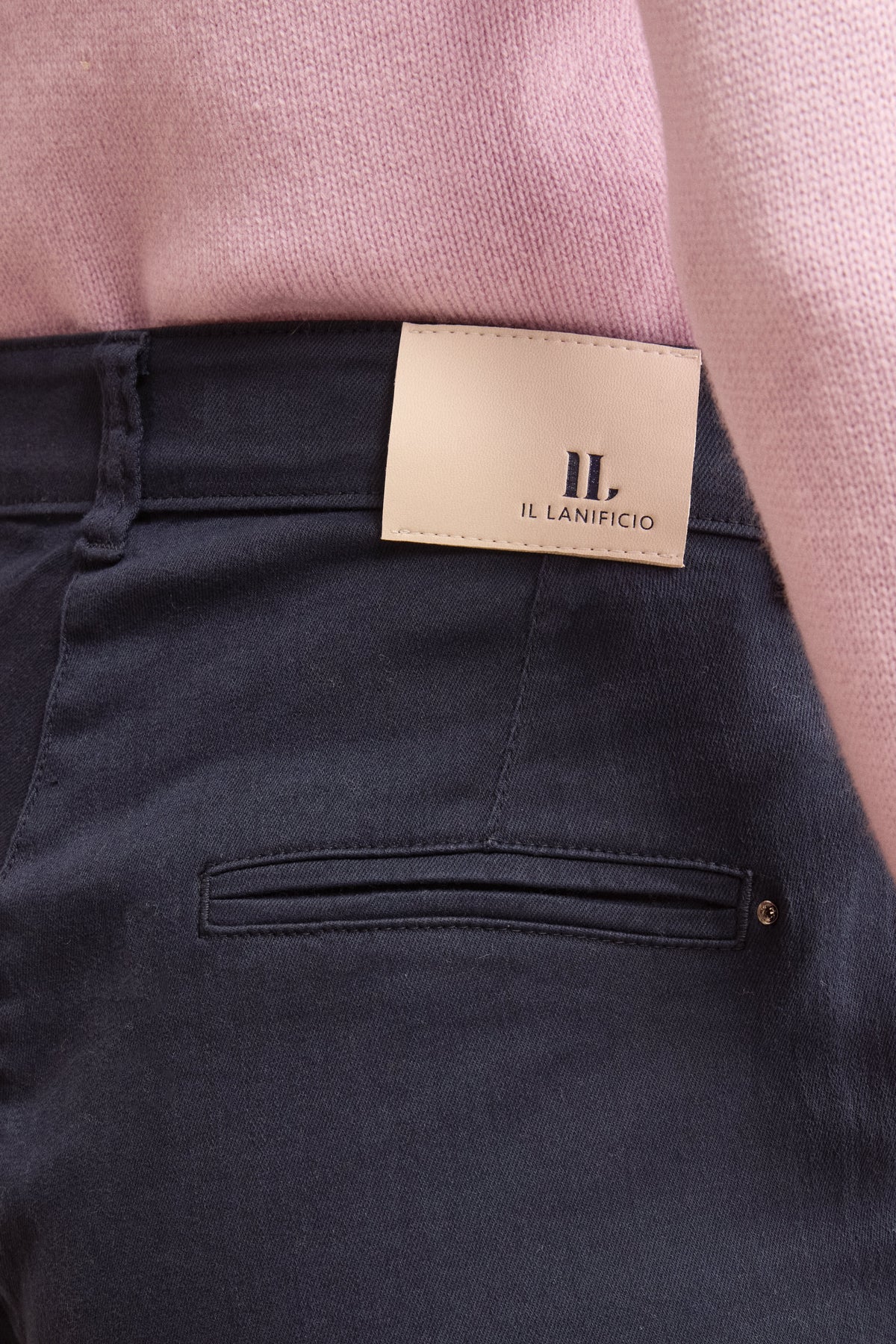 Pantalone Slim Fit in Cotone con Tasche America - BLU