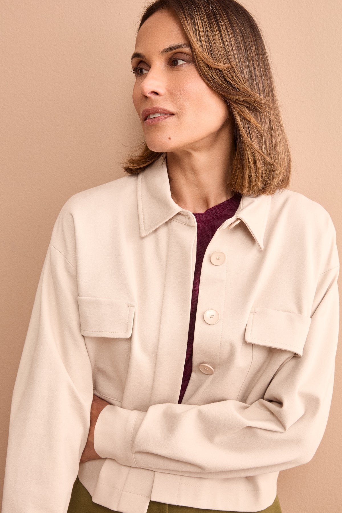 Giacca Overshirt Sfoderata Regular Fit - SABBIA