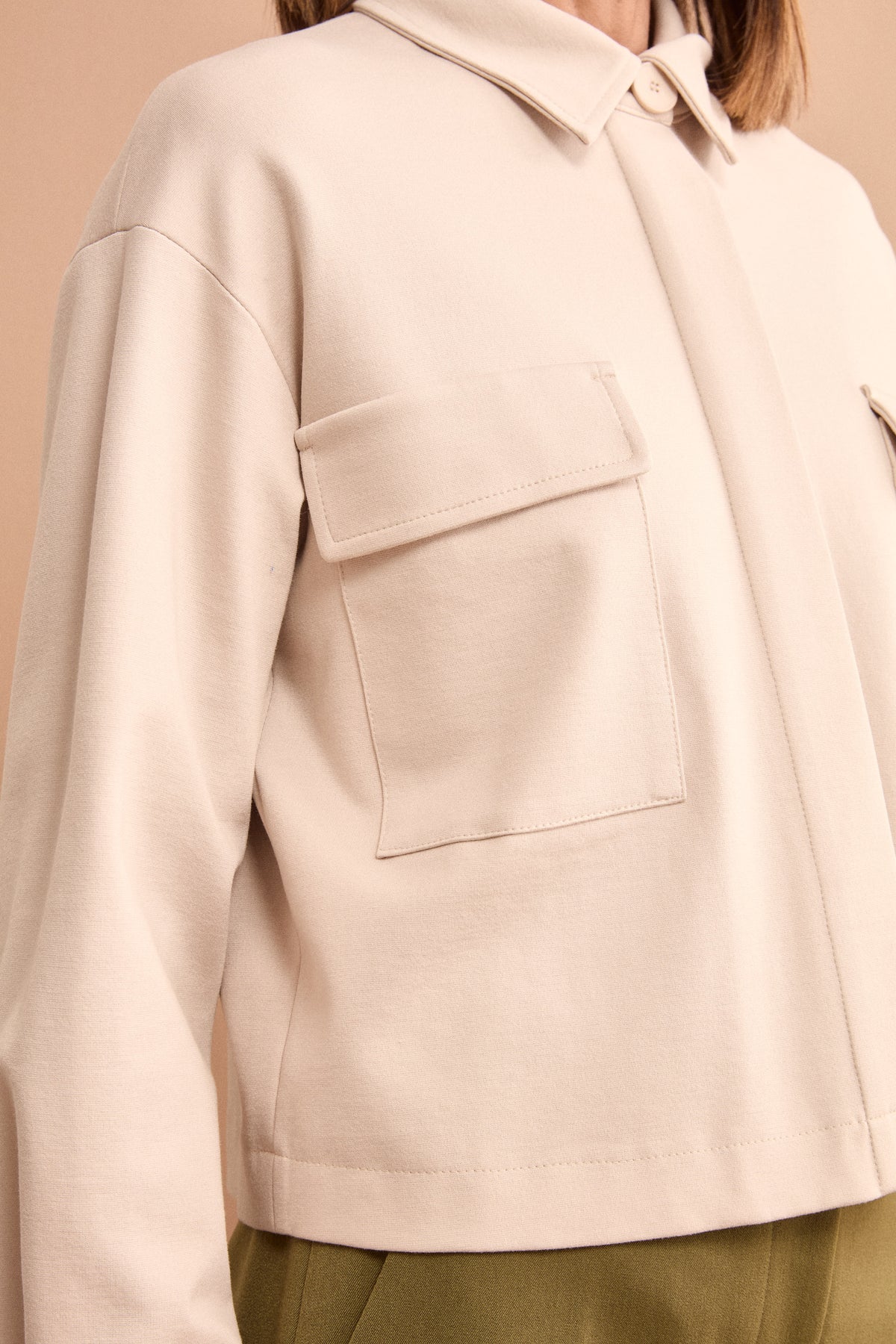 Giacca Overshirt Sfoderata Regular Fit - SABBIA