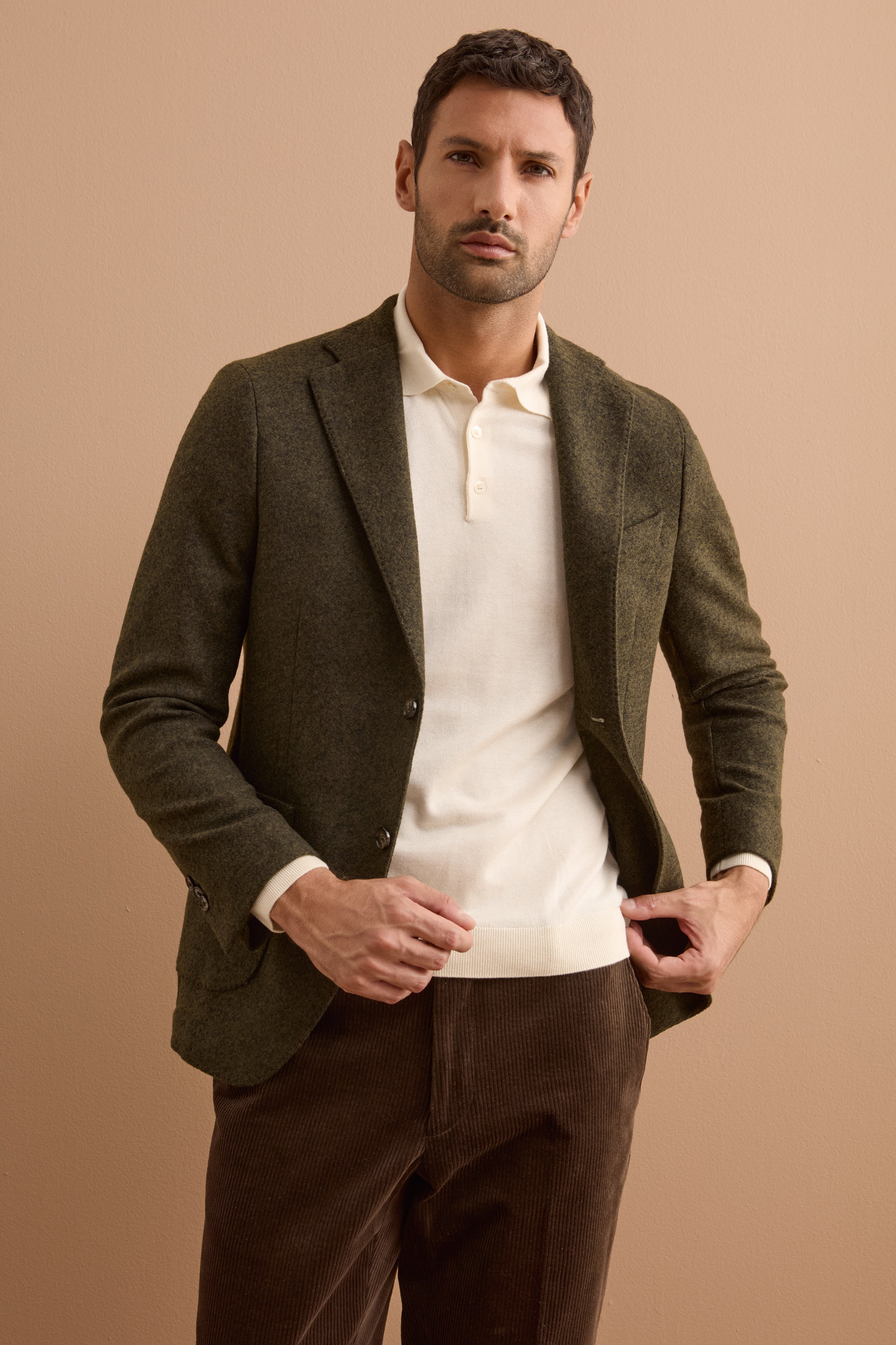 Halbgefütterte Herren-Jerseyjacke aus Wollmischung - -