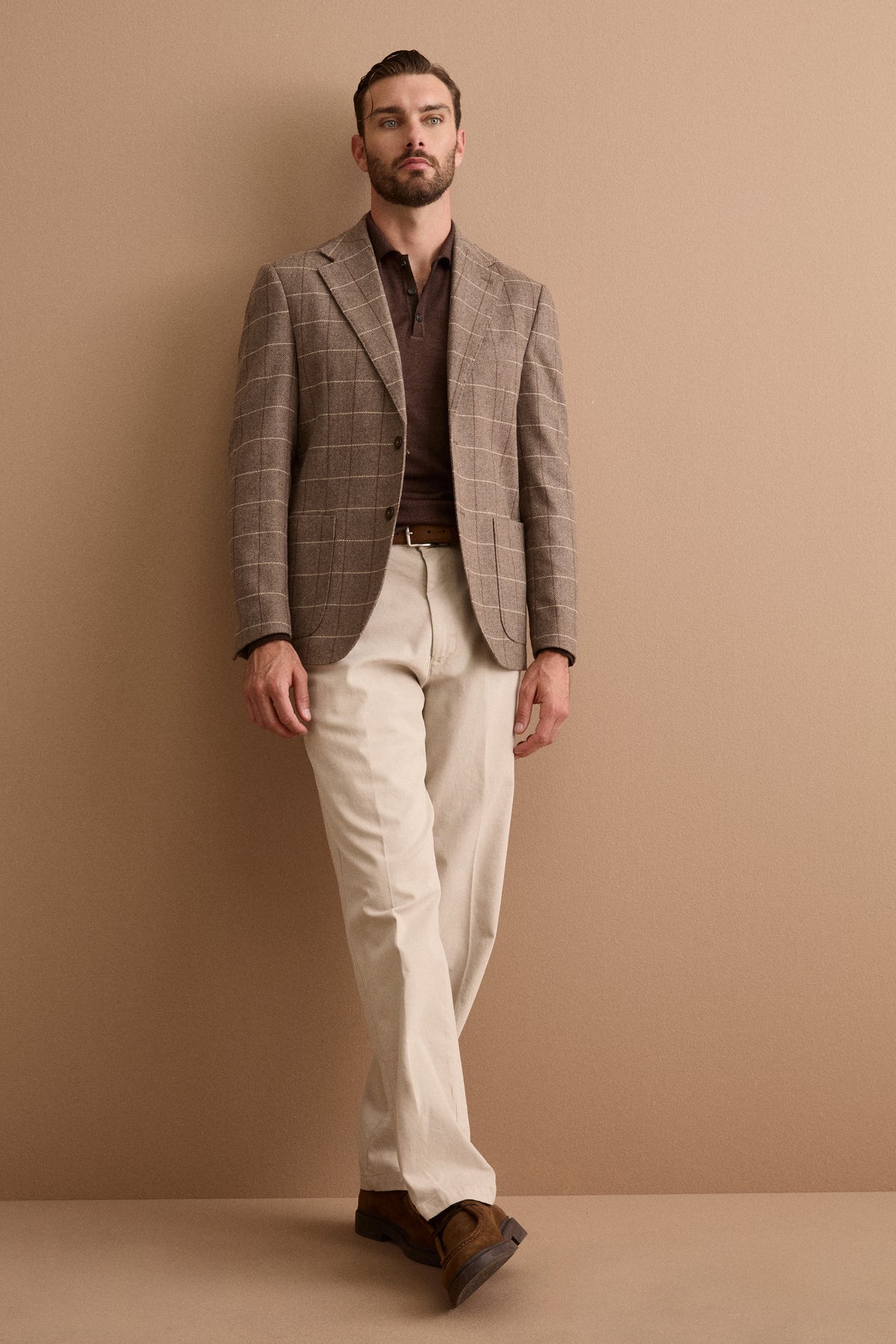 Pantalone Straight Fit in Cotone - SABBIA