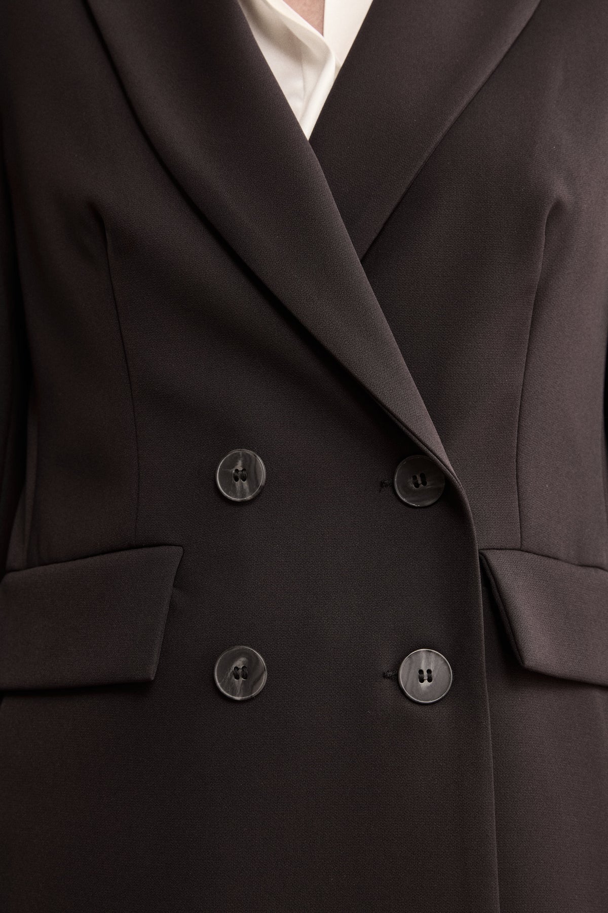 Double-Breasted Crepe Jacket - BLACK