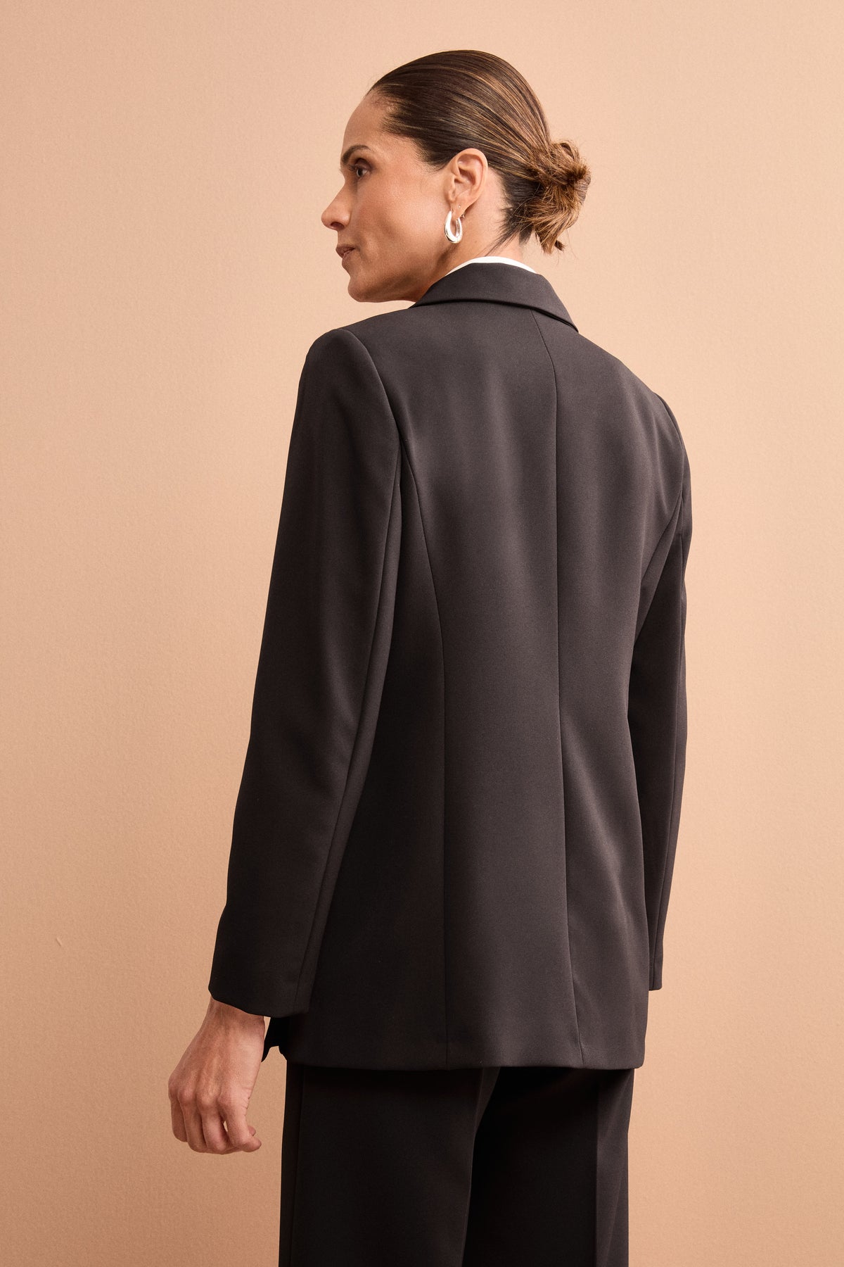 Double-Breasted Crepe Jacket - BLACK