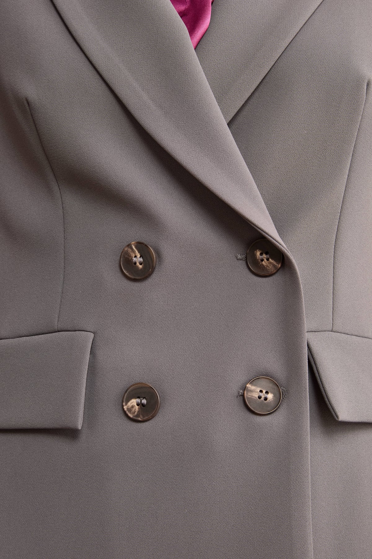 Double-Breasted Crepe Jacket - Lead grey