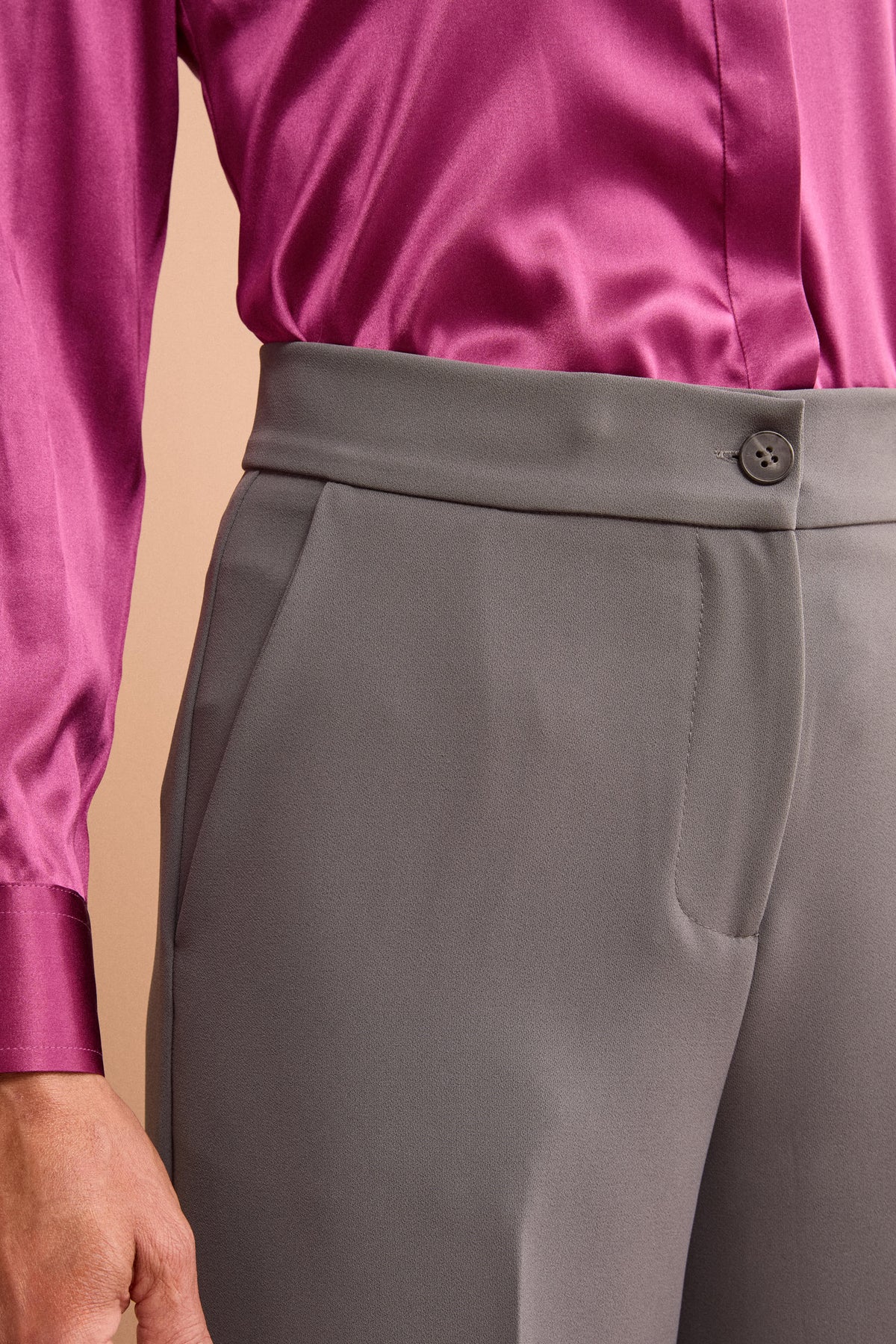 Wide-Leg Crepe Trousers - Lead grey