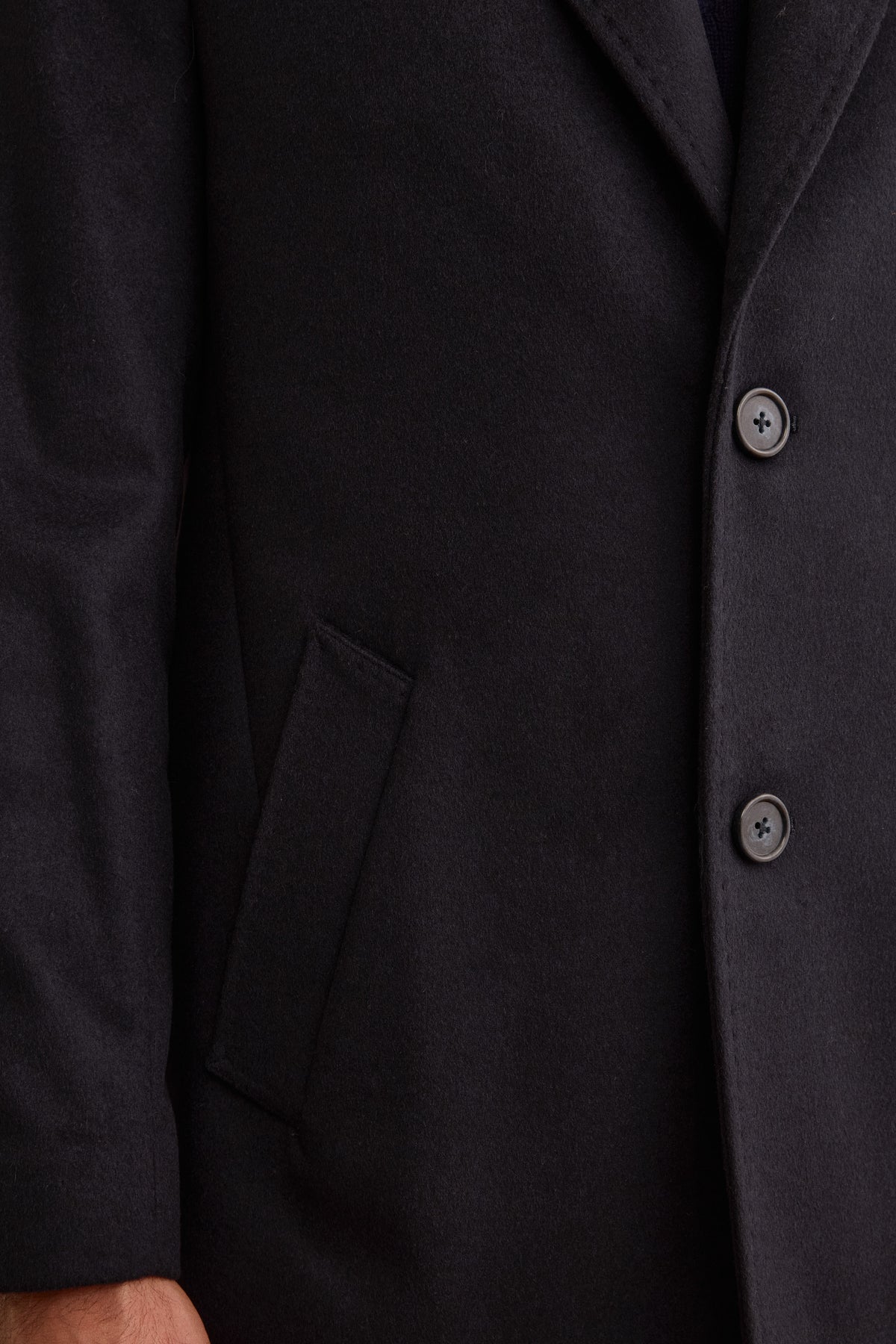 Men’s Single-Breasted Midi Coat in Wool and Cashmere - BLUE