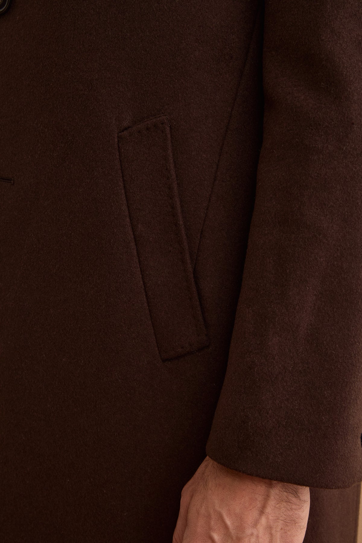 Manteau Homme Midi Monopetto en Laine et Cachemire - marron