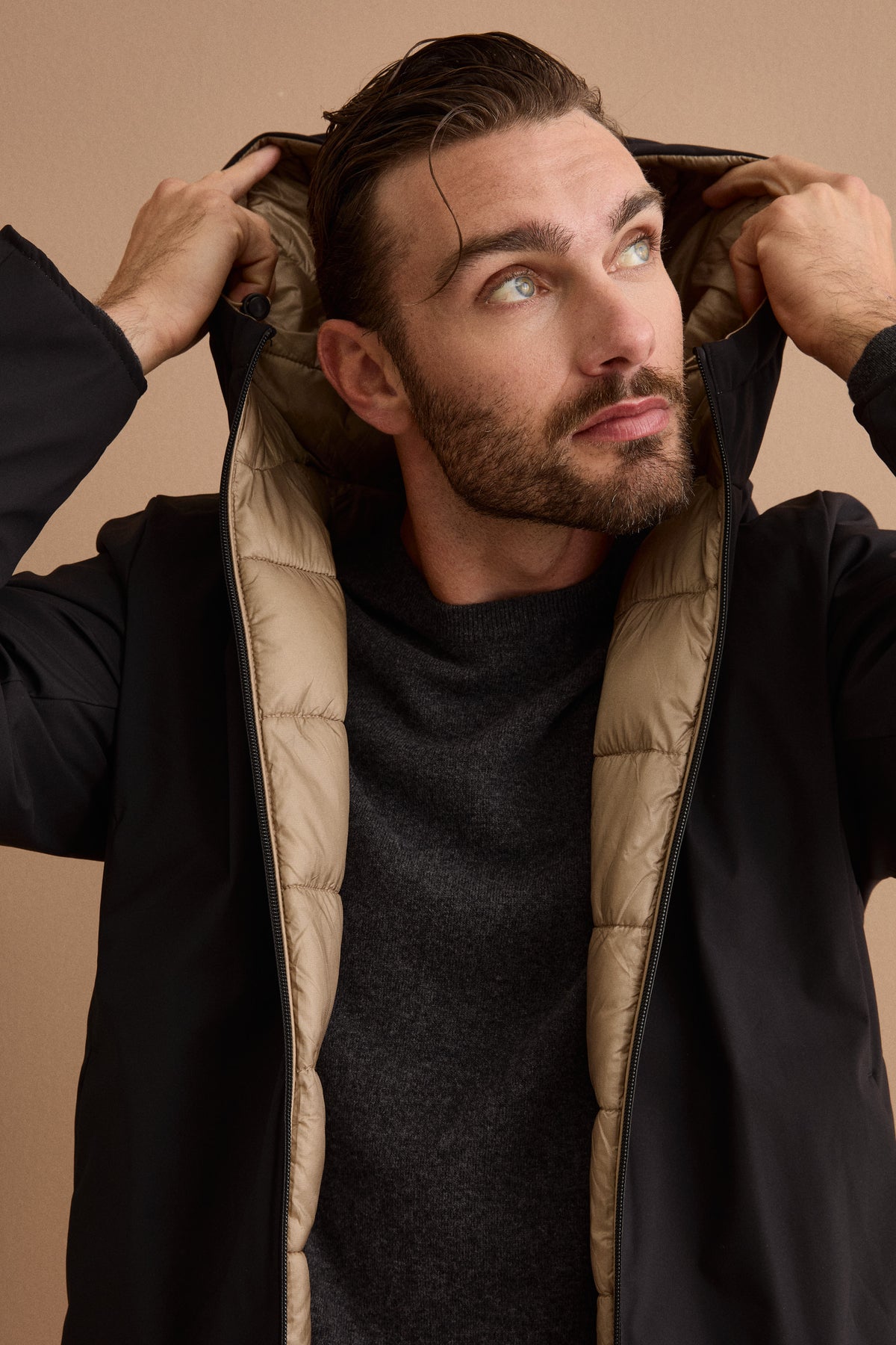 Herren-Wendejacke mit Steppung - SCHWARZ