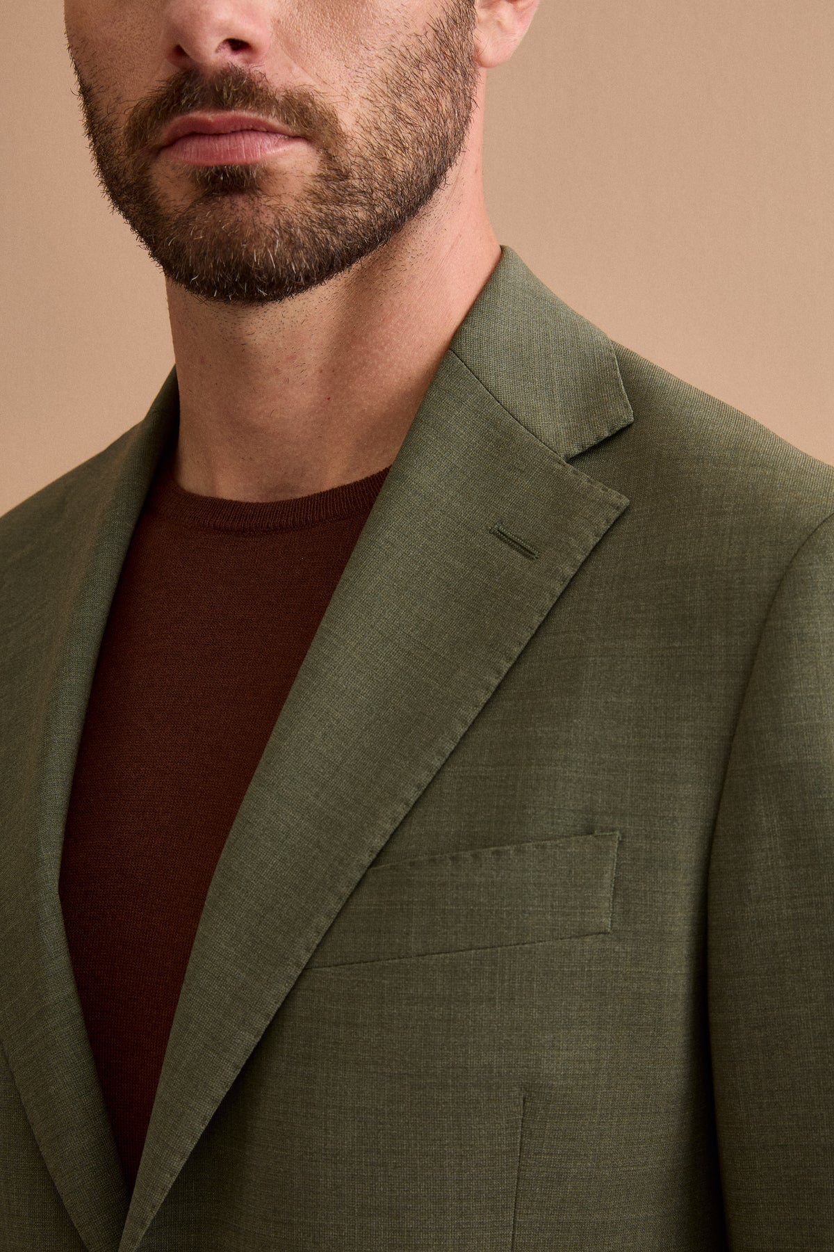 Costume Homme Monopetto Slim Fit en Laine Vierge Colorée - VERT