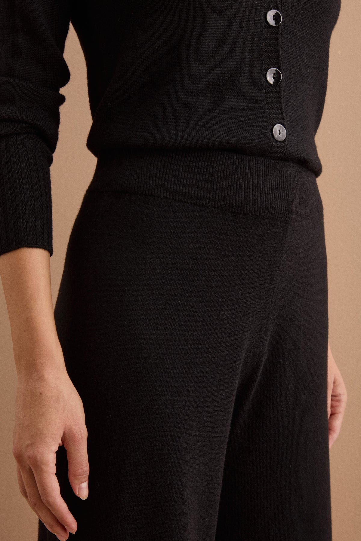 Pantalone Lana e Cashmere in Maglia - NERO